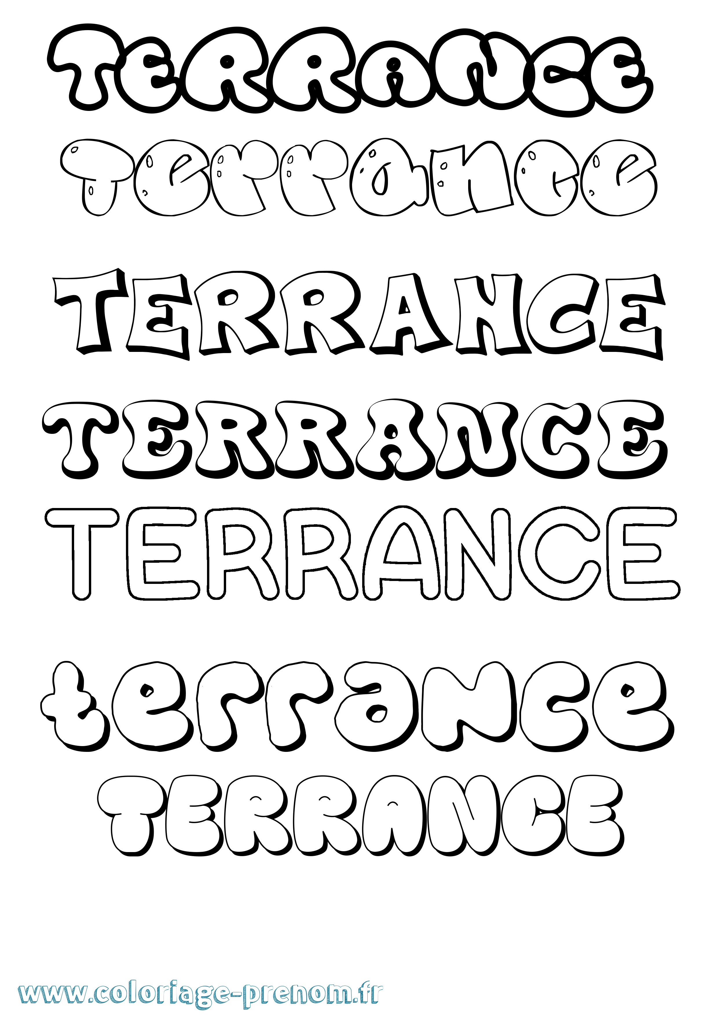 Coloriage Terrance Bubble Coloriage prénom Terrance Bubble