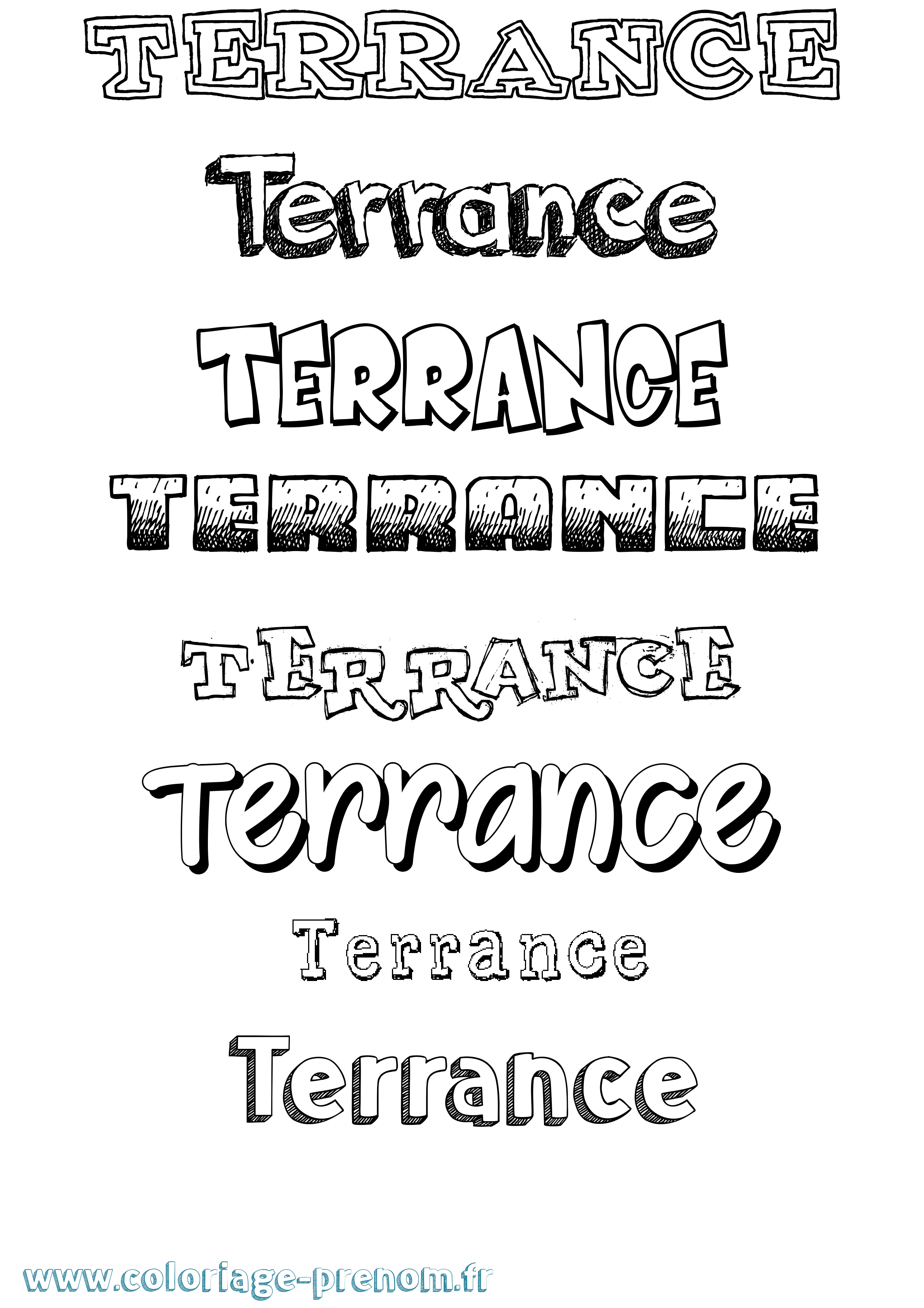 Coloriage Terrance Dessiné Coloriage prénom Terrance Dessiné