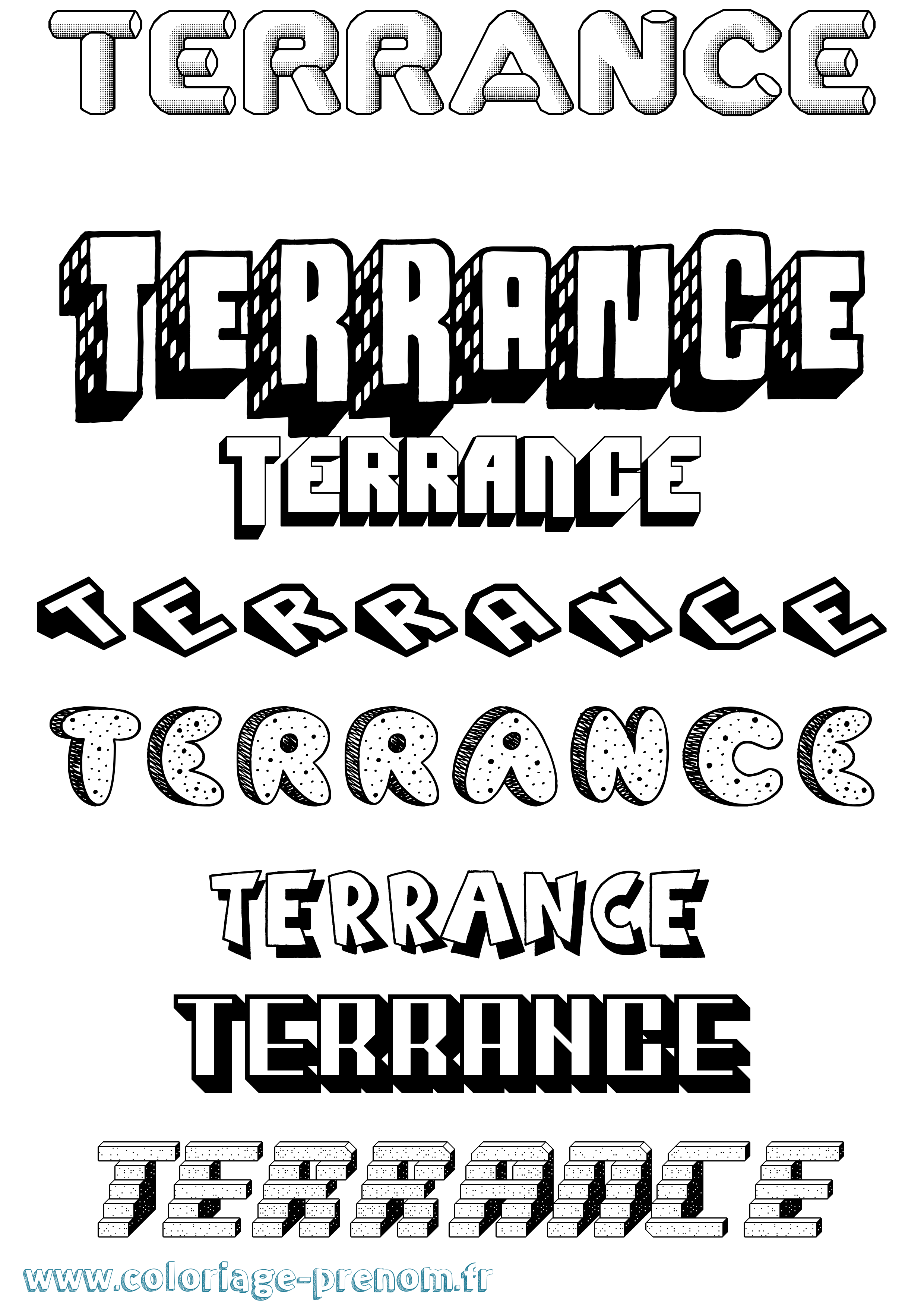 Coloriage Terrance Effet 3D Coloriage prénom Terrance Effet 3D