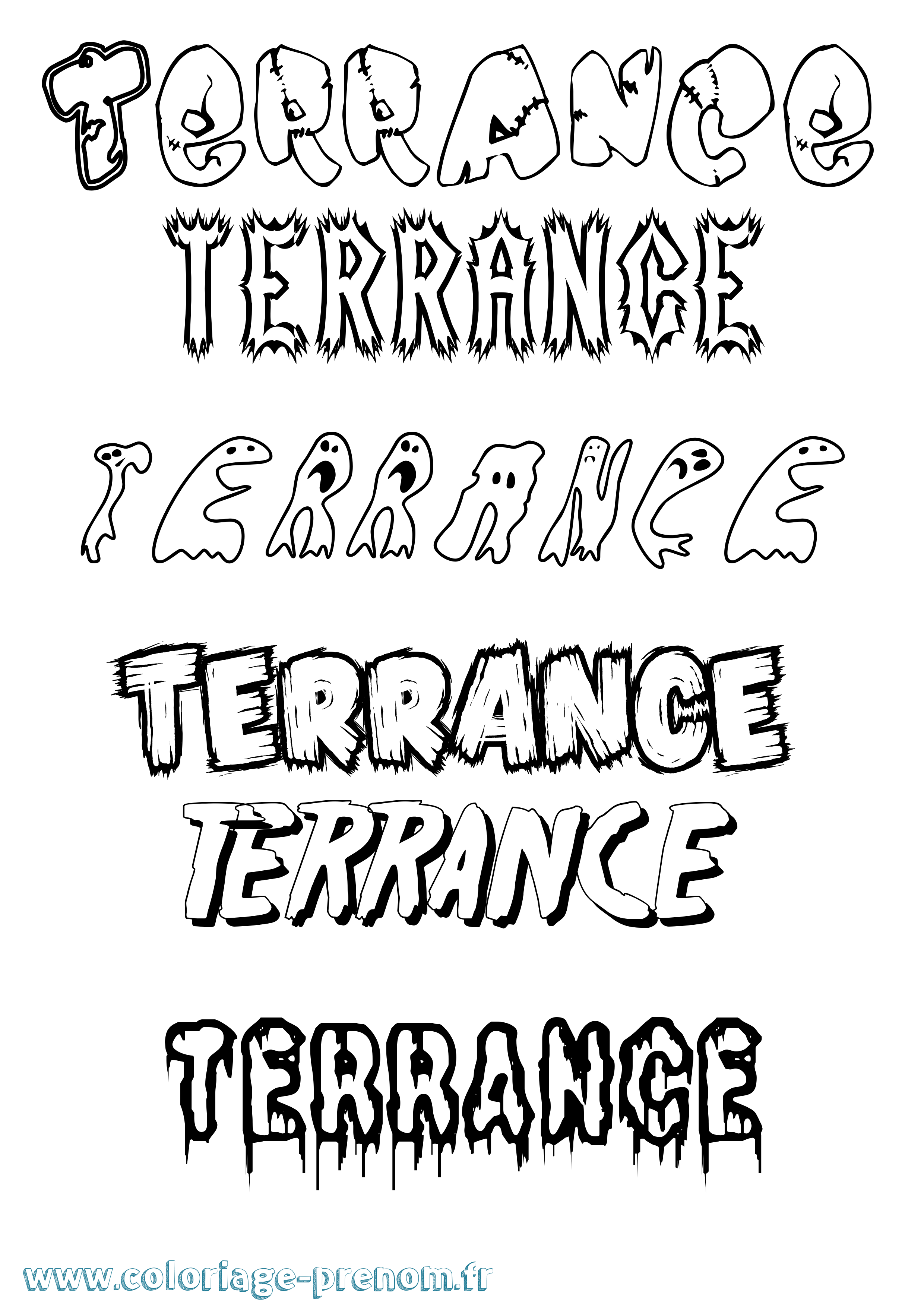 Coloriage Terrance Frisson Coloriage prénom Terrance Frisson