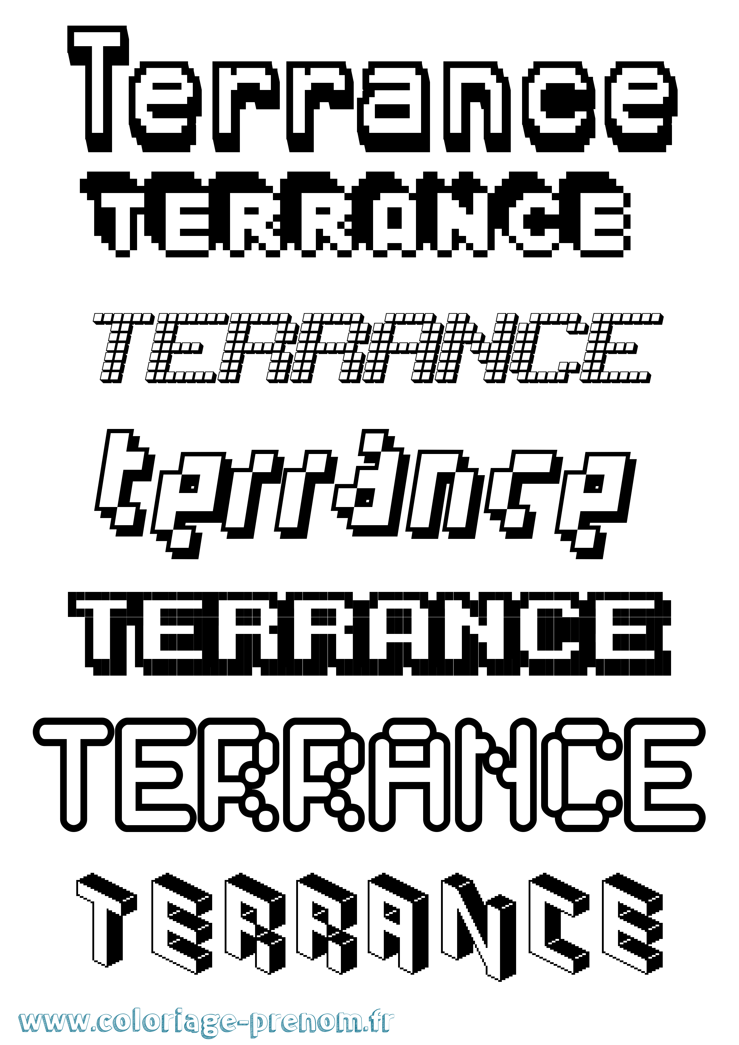 Coloriage Terrance Pixel Coloriage prénom Terrance Pixel