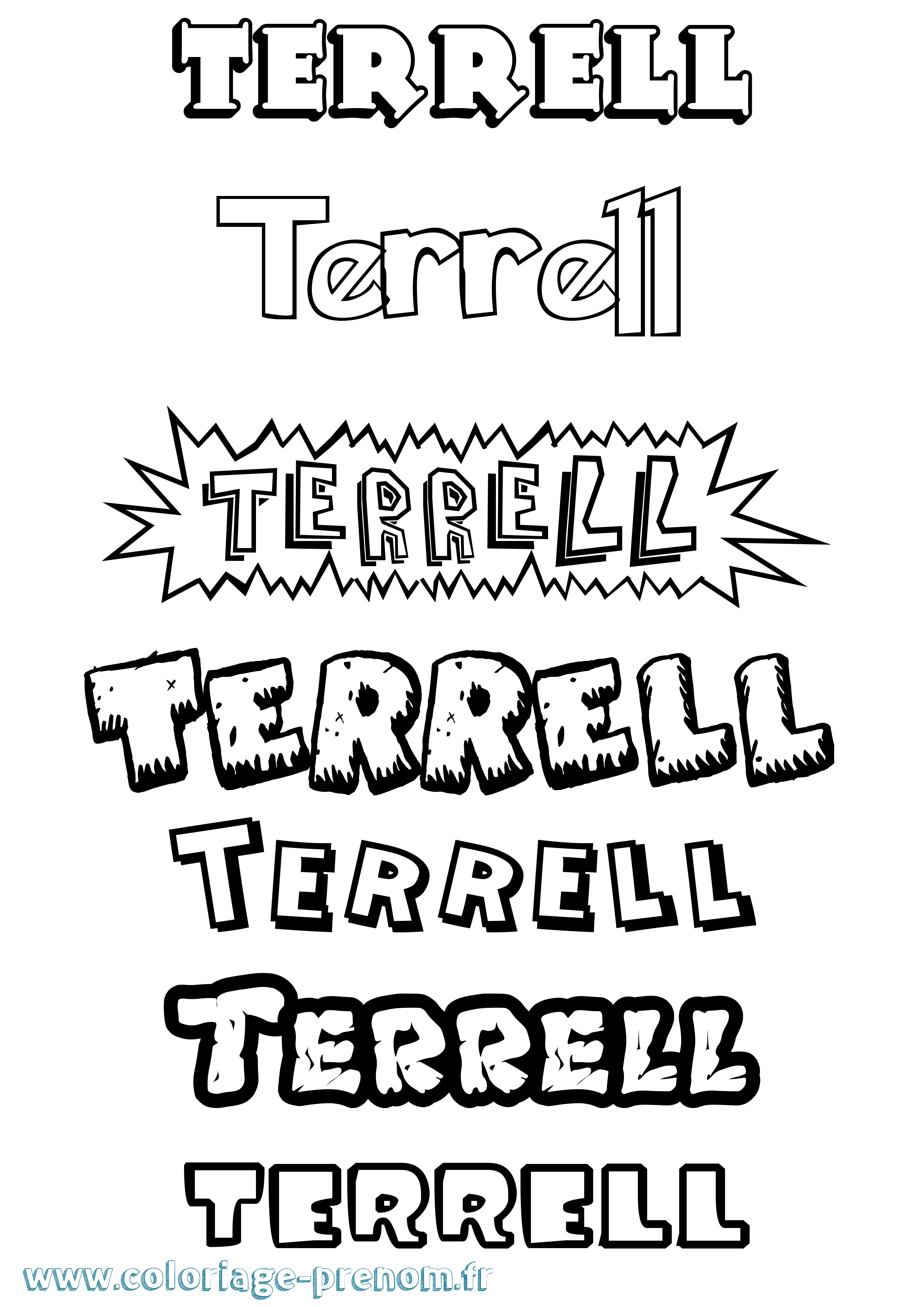 Coloriage Terrell Dessin Animé Coloriage prénom Terrell Dessin Animé