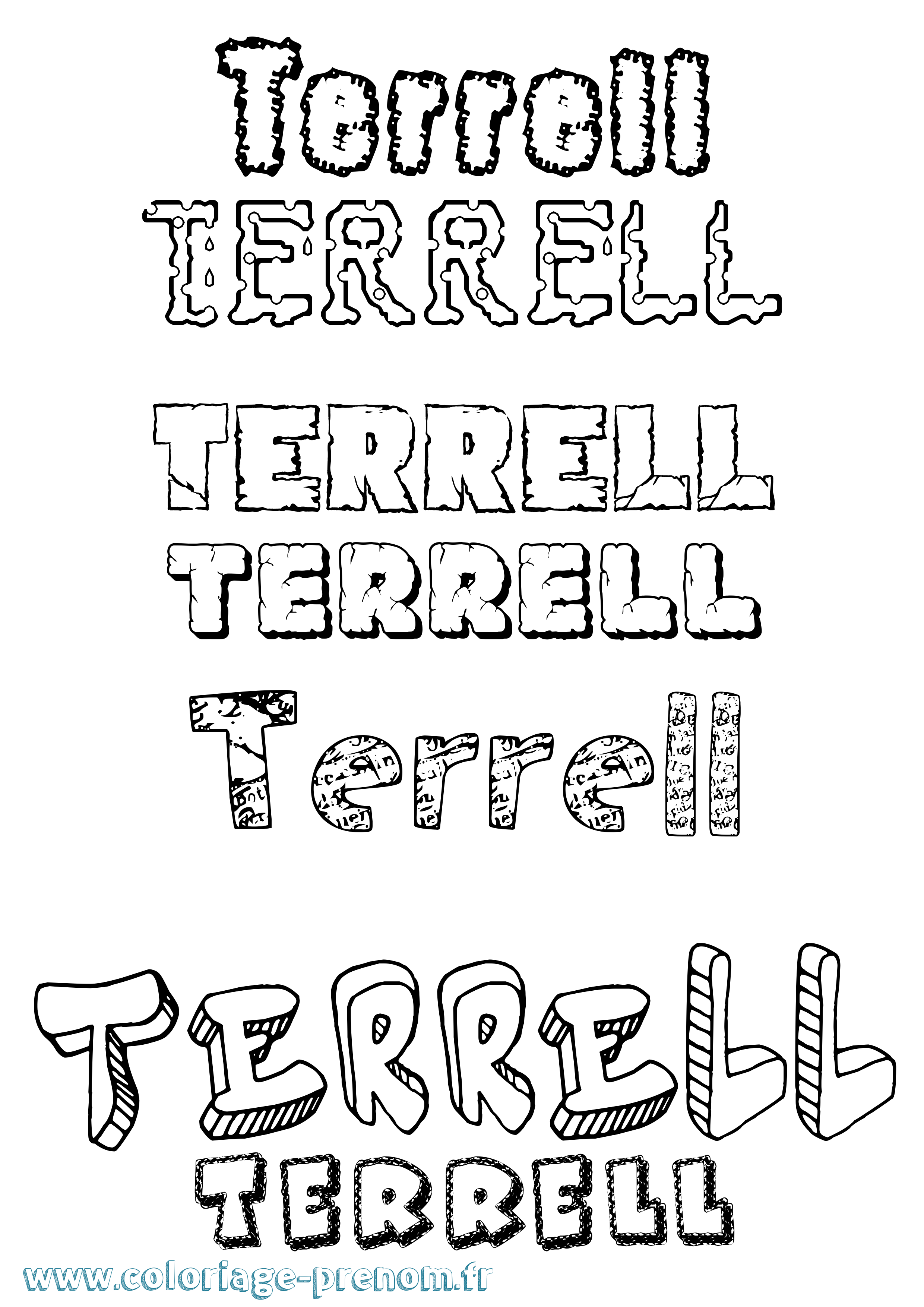 Coloriage Terrell Destructuré Coloriage prénom Terrell Destructuré