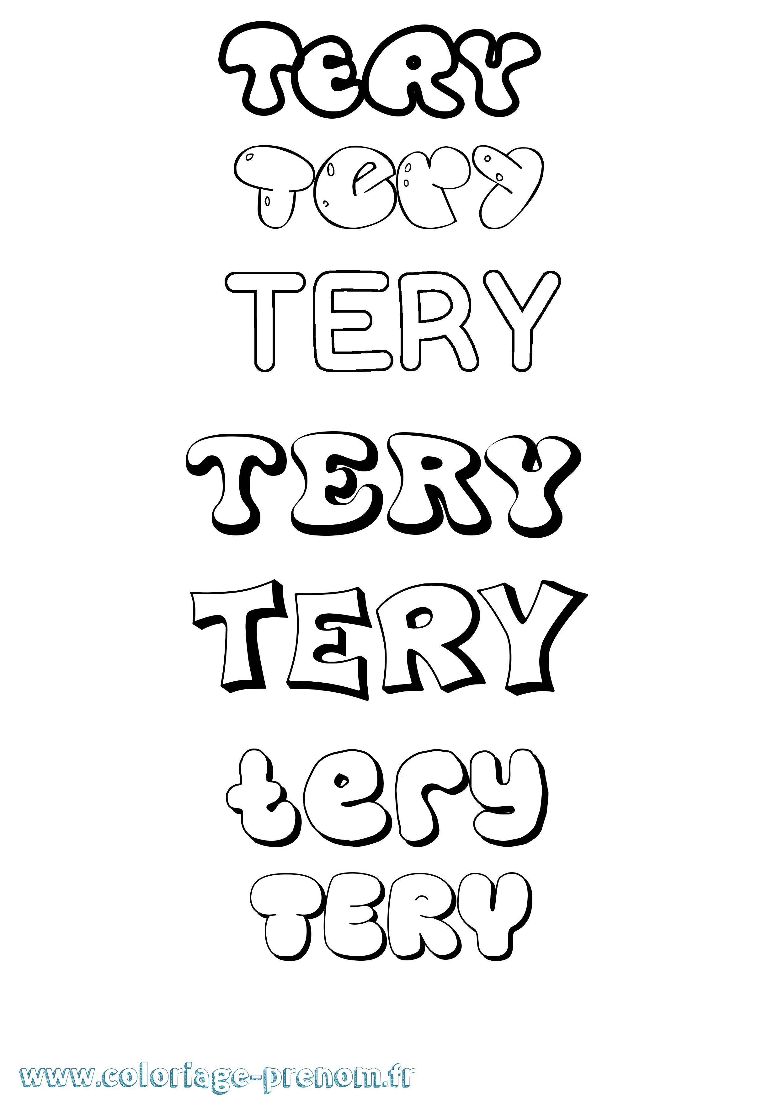 Coloriage Tery Bubble Coloriage prénom Tery Bubble