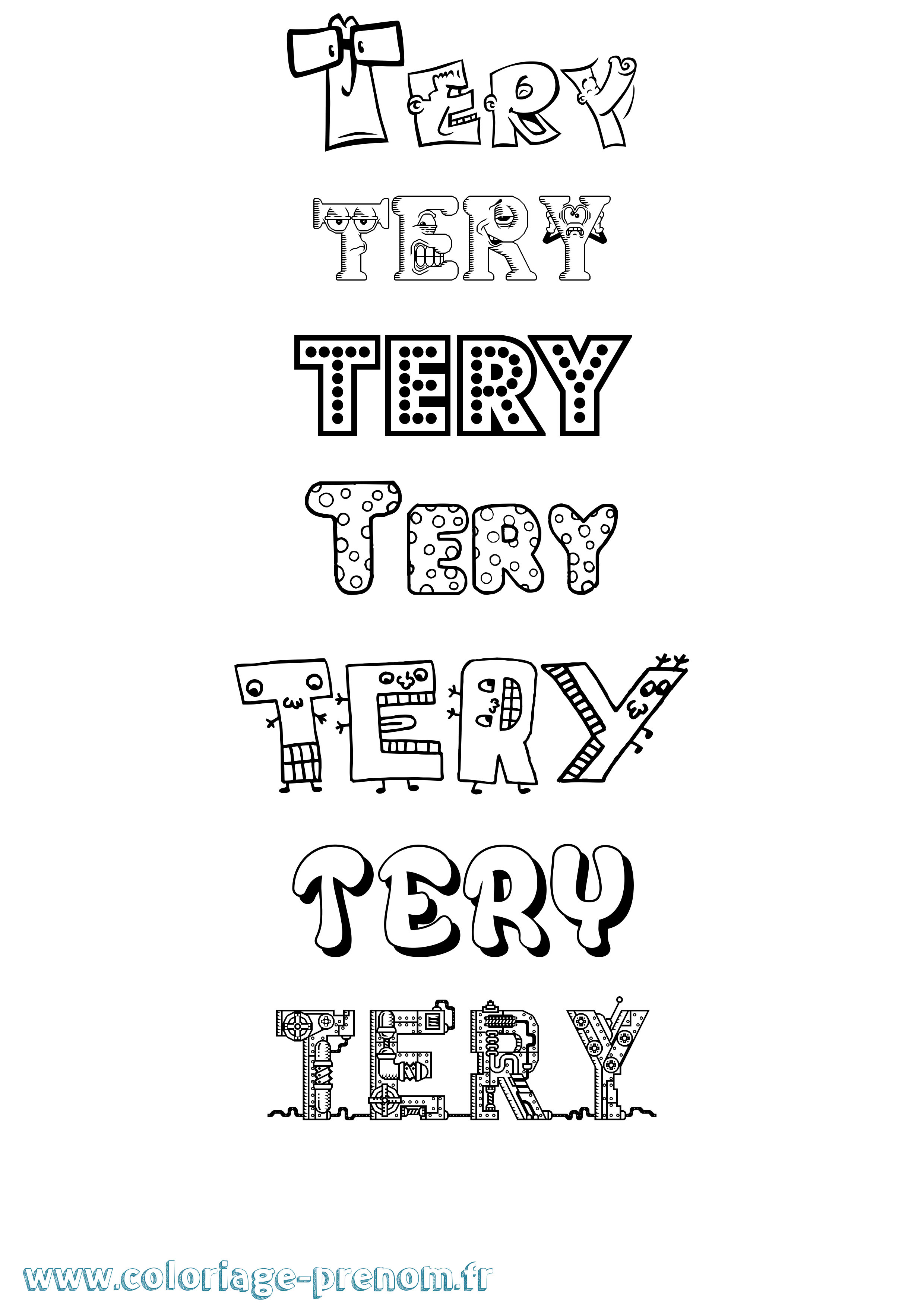 Coloriage Tery Fun Coloriage prénom Tery Fun