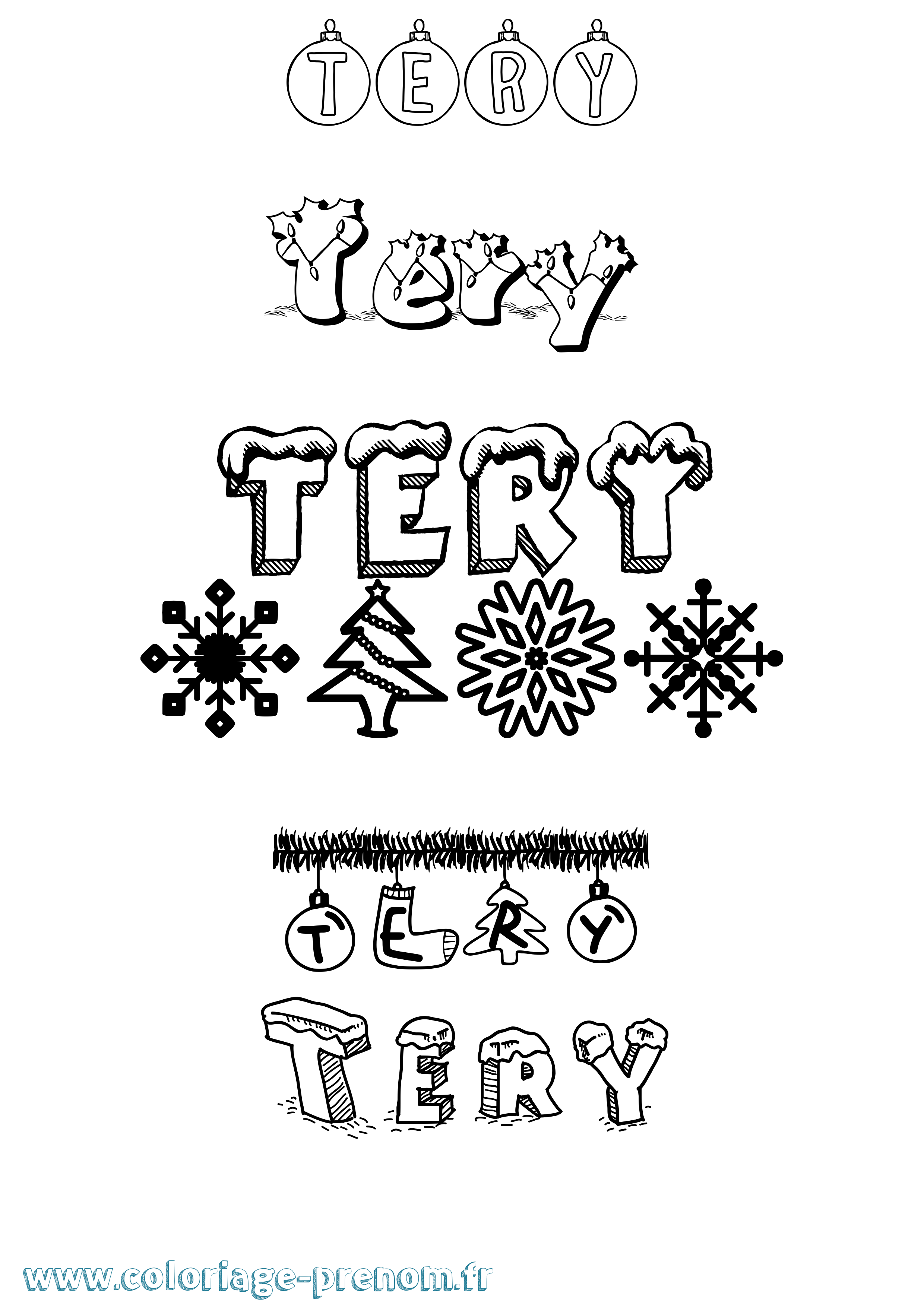 Coloriage Tery Noël Coloriage prénom Tery Noël