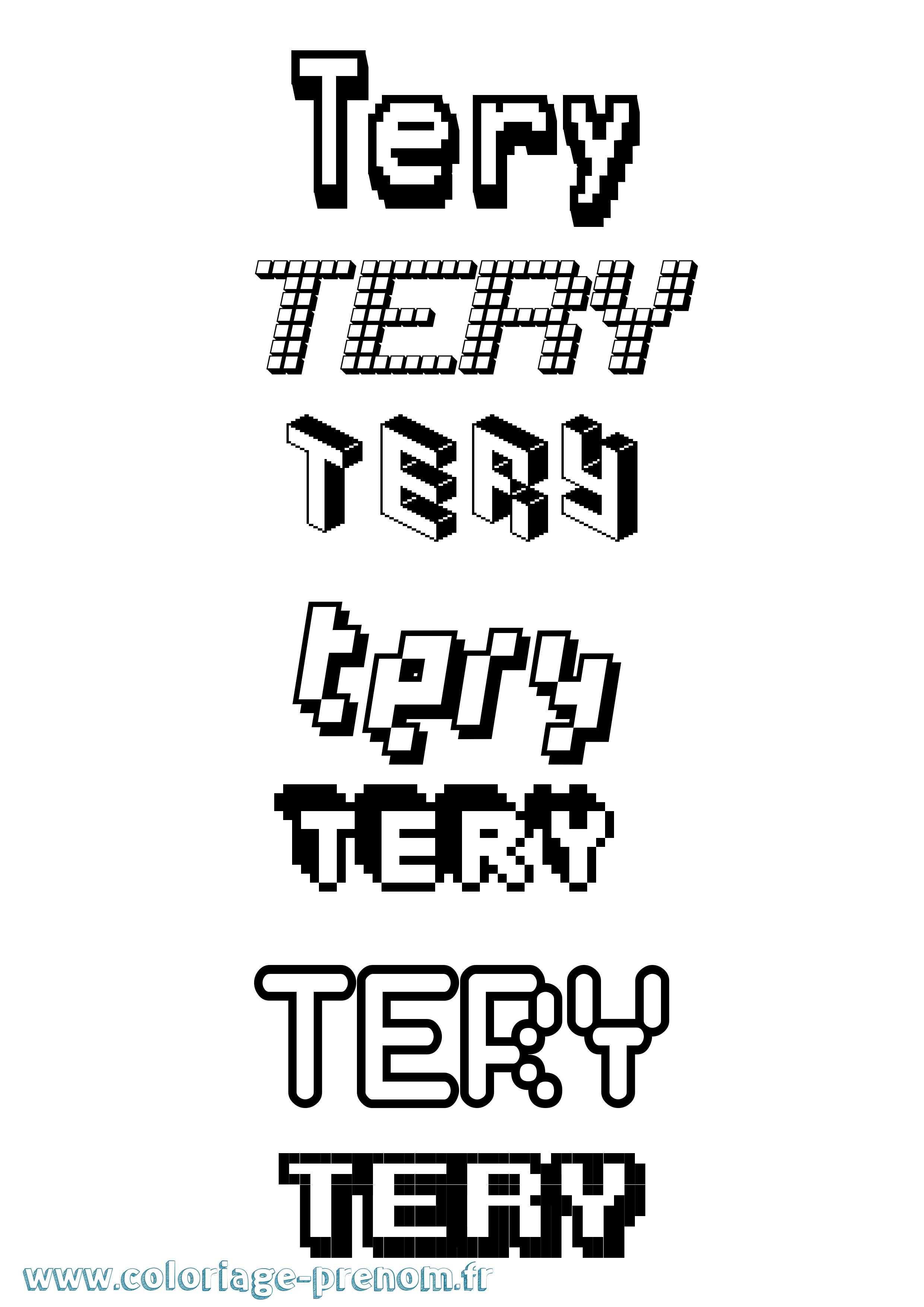 Coloriage Tery Pixel Coloriage prénom Tery Pixel