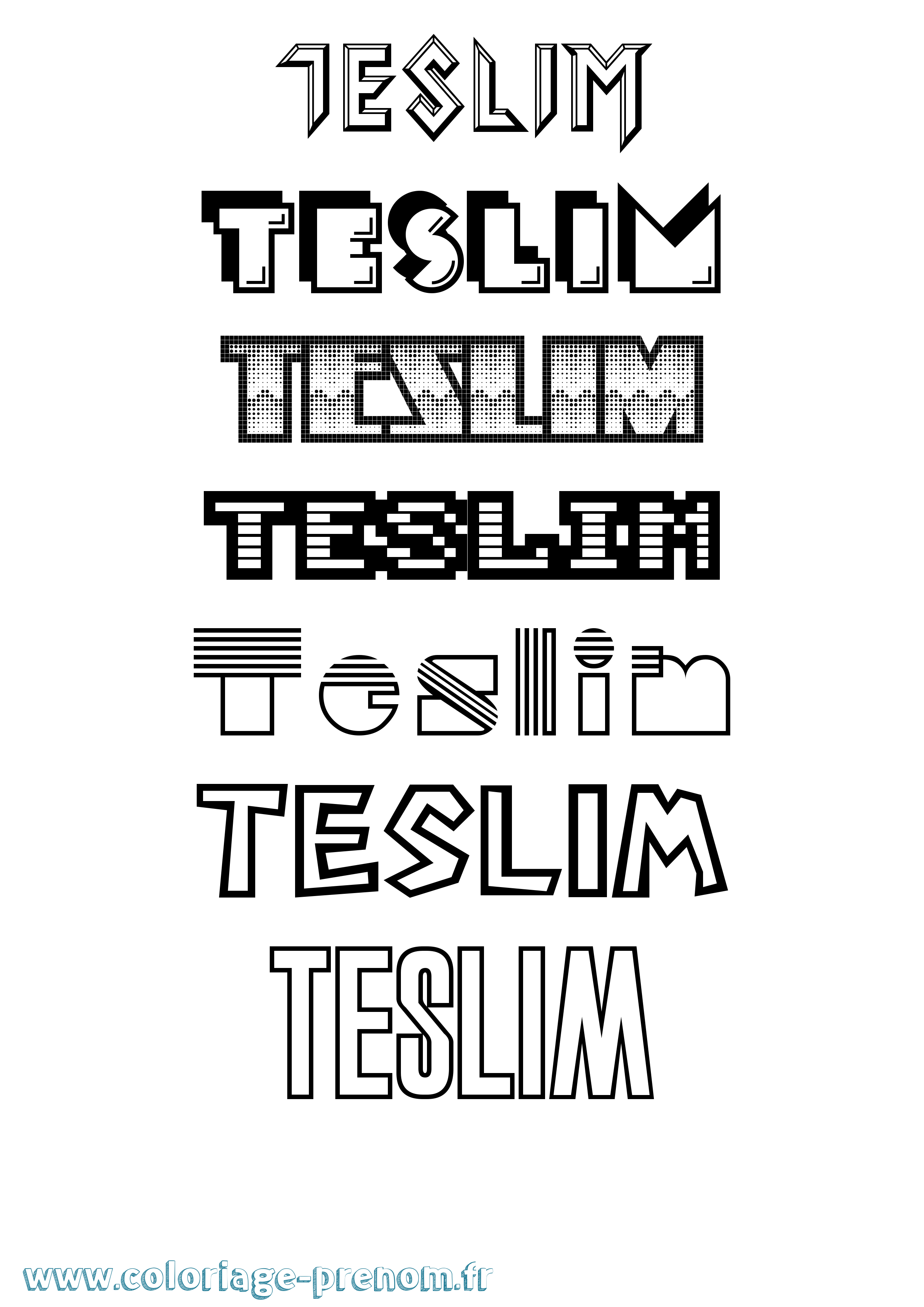 Coloriage Teslim Jeux Vidéos Coloriage prénom Teslim Jeux Vidéos