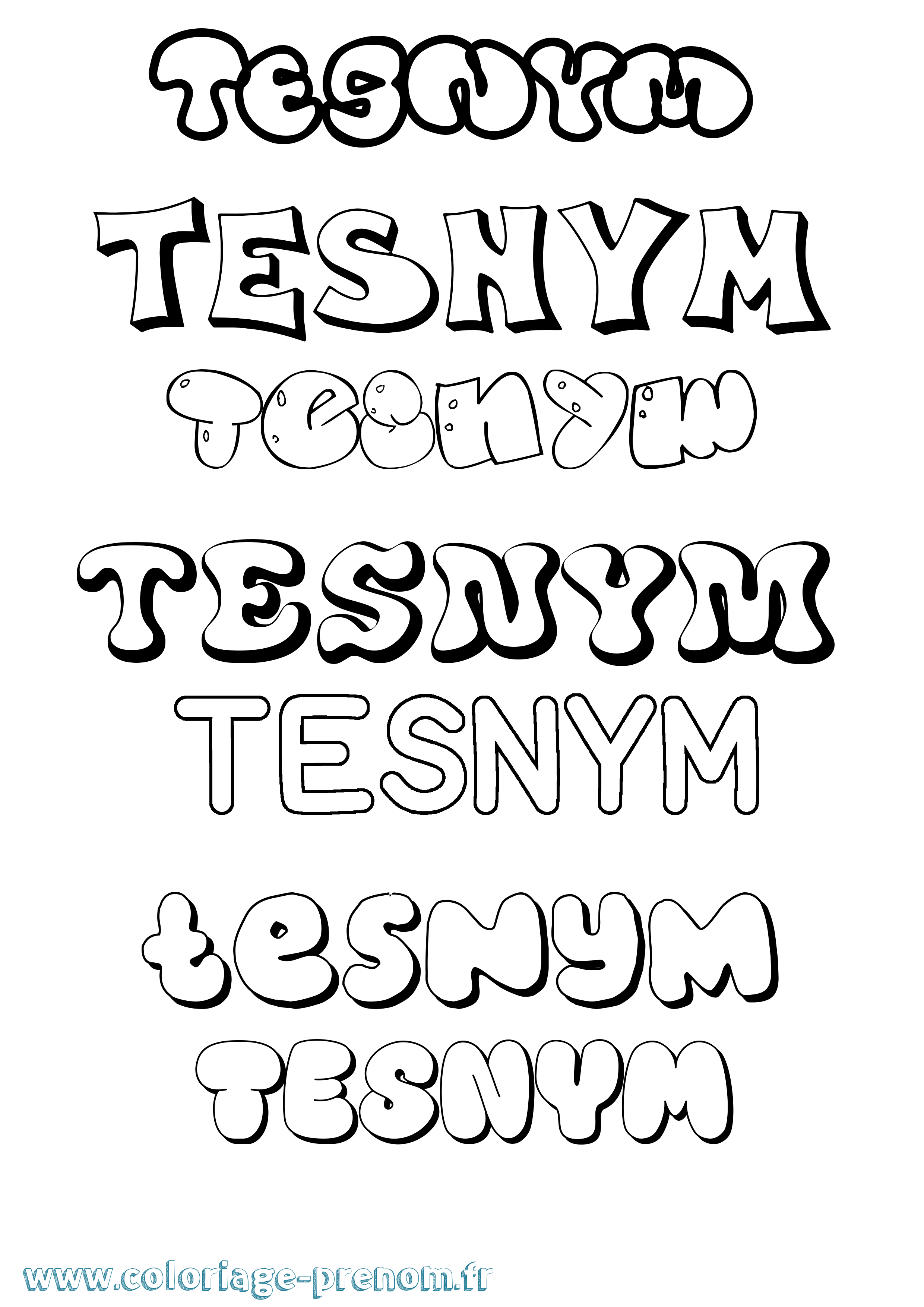Coloriage Tesnym Bubble Coloriage prénom Tesnym Bubble