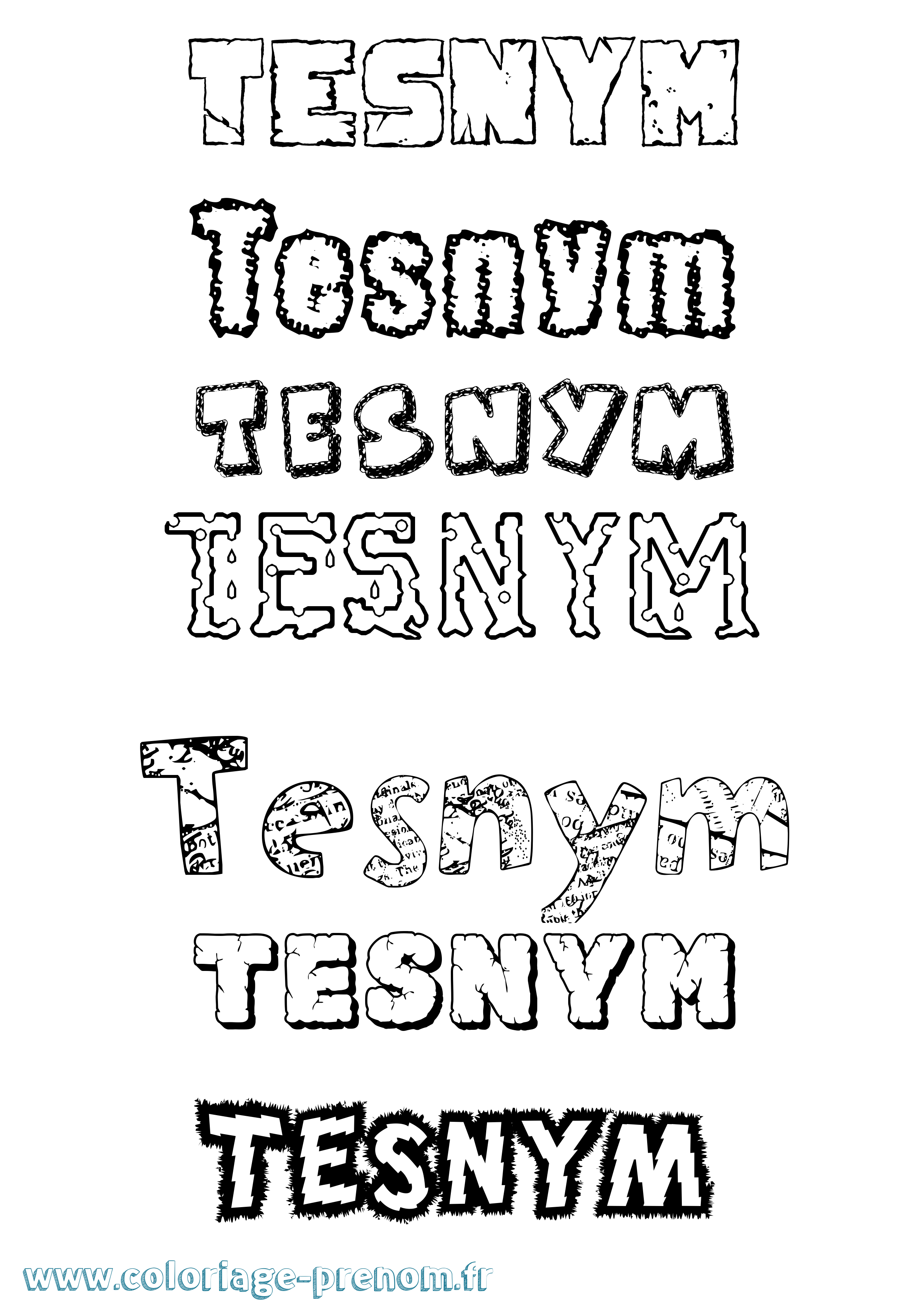 Coloriage Tesnym Destructuré Coloriage prénom Tesnym Destructuré