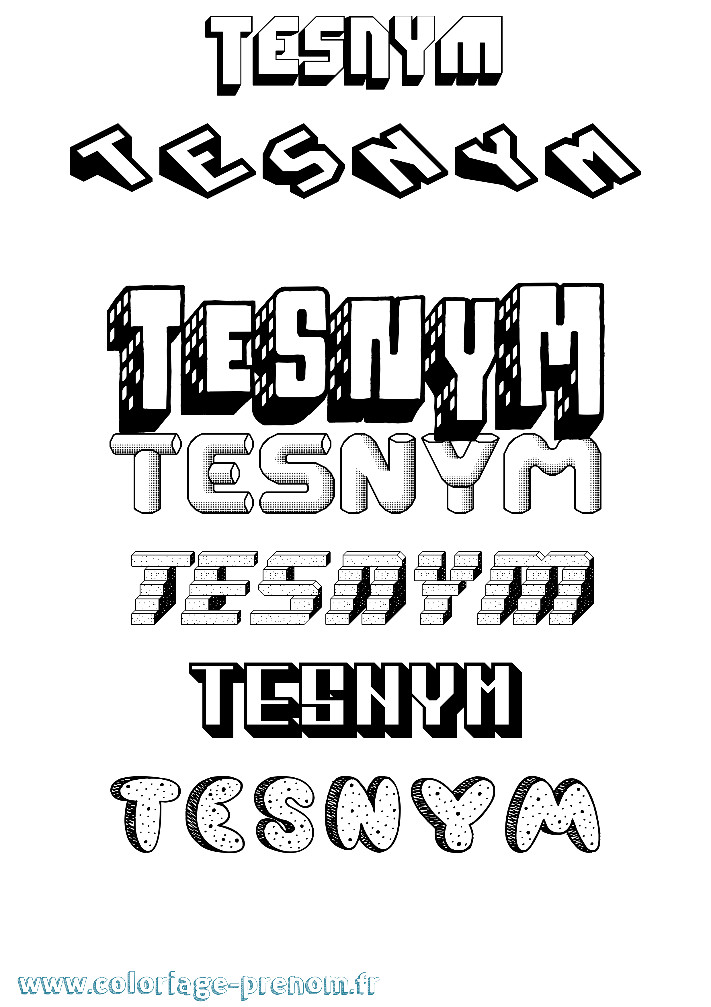 Coloriage Tesnym Effet 3D Coloriage prénom Tesnym Effet 3D