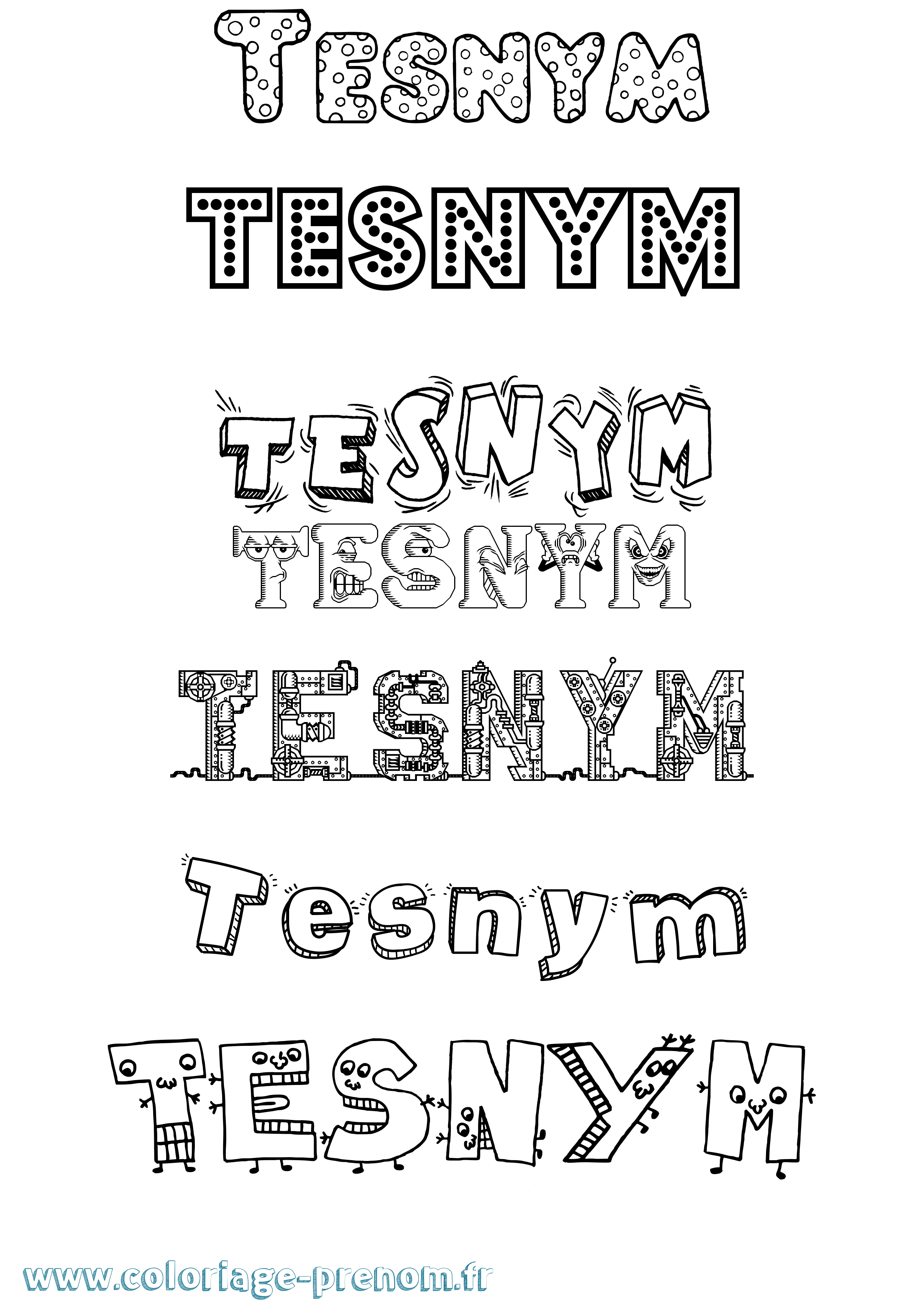 Coloriage Tesnym Fun Coloriage prénom Tesnym Fun