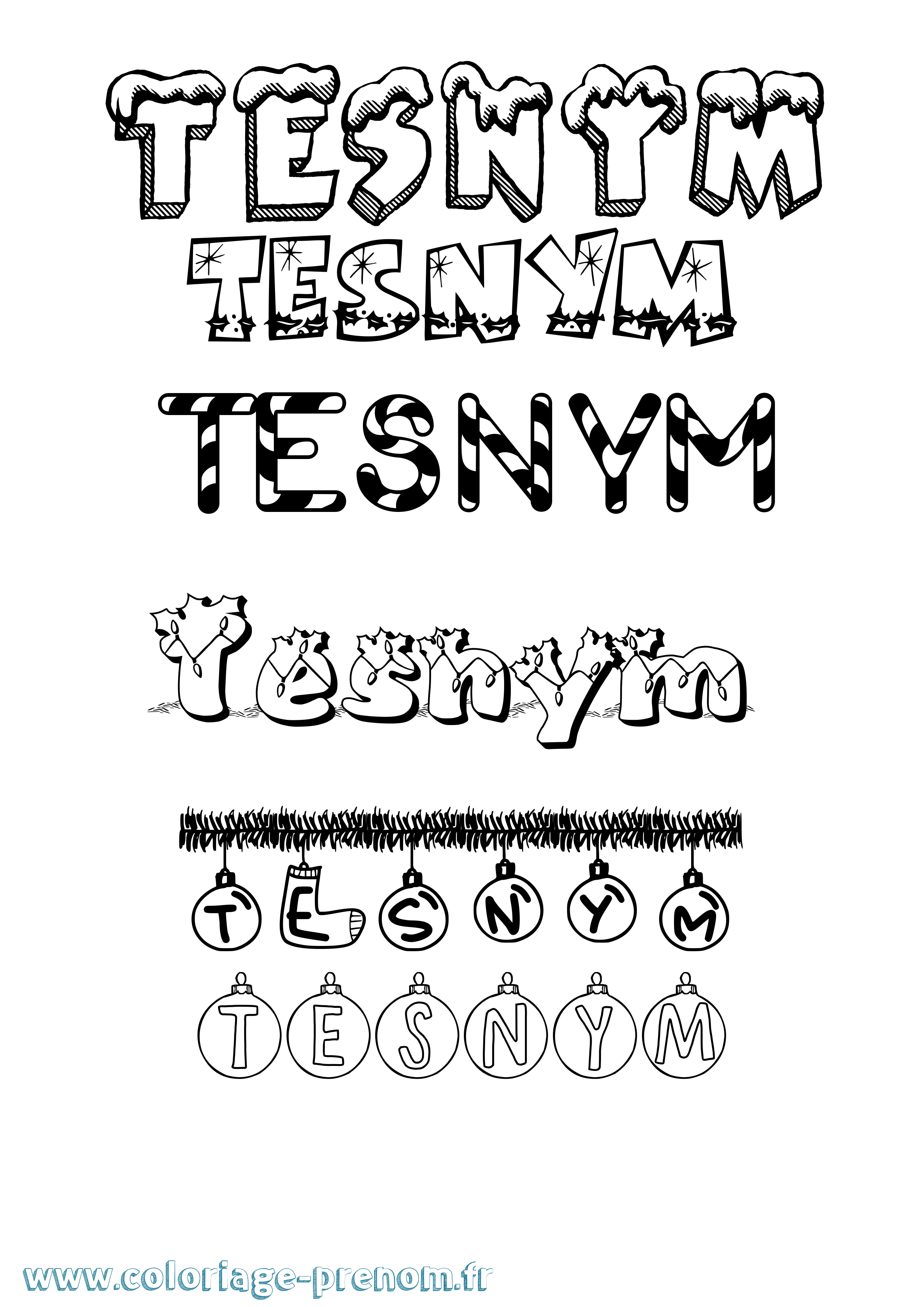 Coloriage Tesnym Noël Coloriage prénom Tesnym Noël