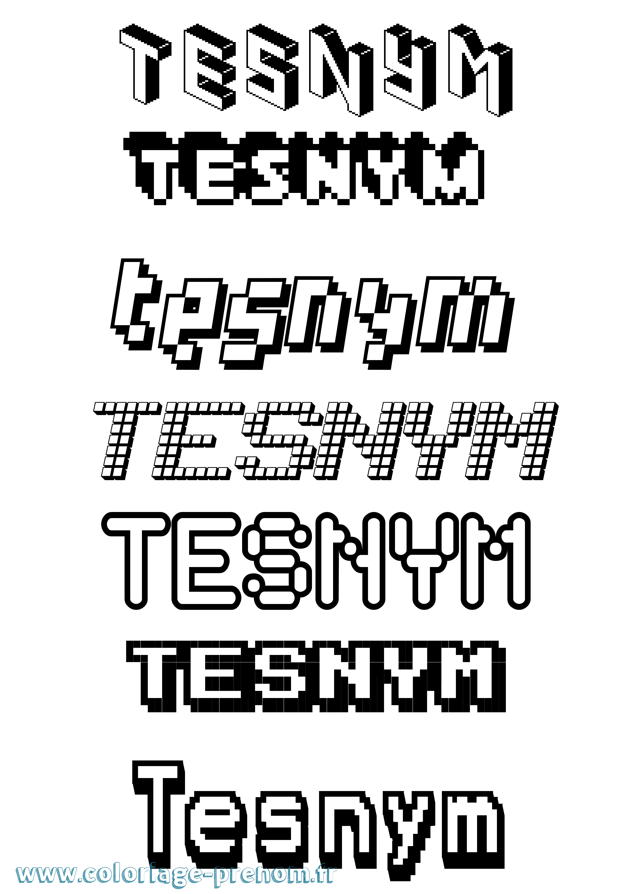 Coloriage Tesnym Pixel Coloriage prénom Tesnym Pixel