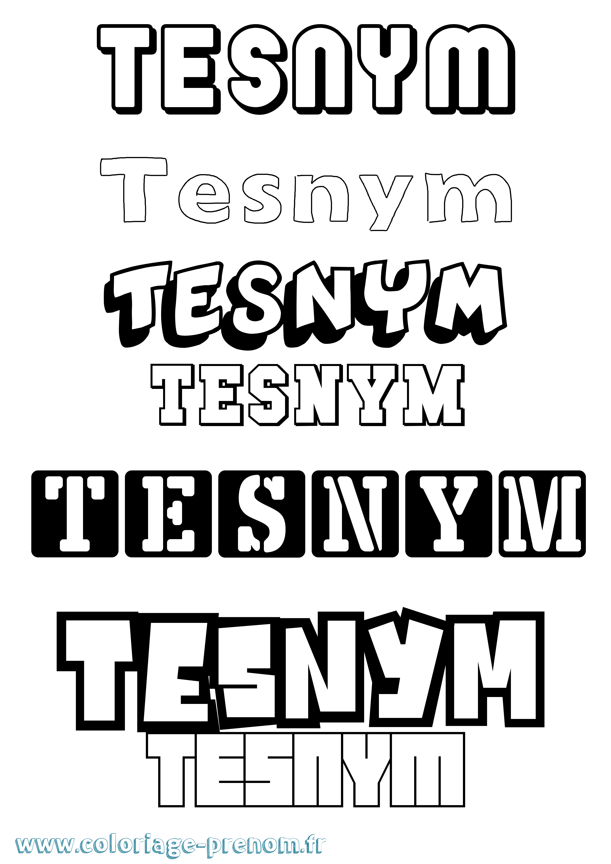 Coloriage Tesnym Simple Coloriage prénom Tesnym Simple