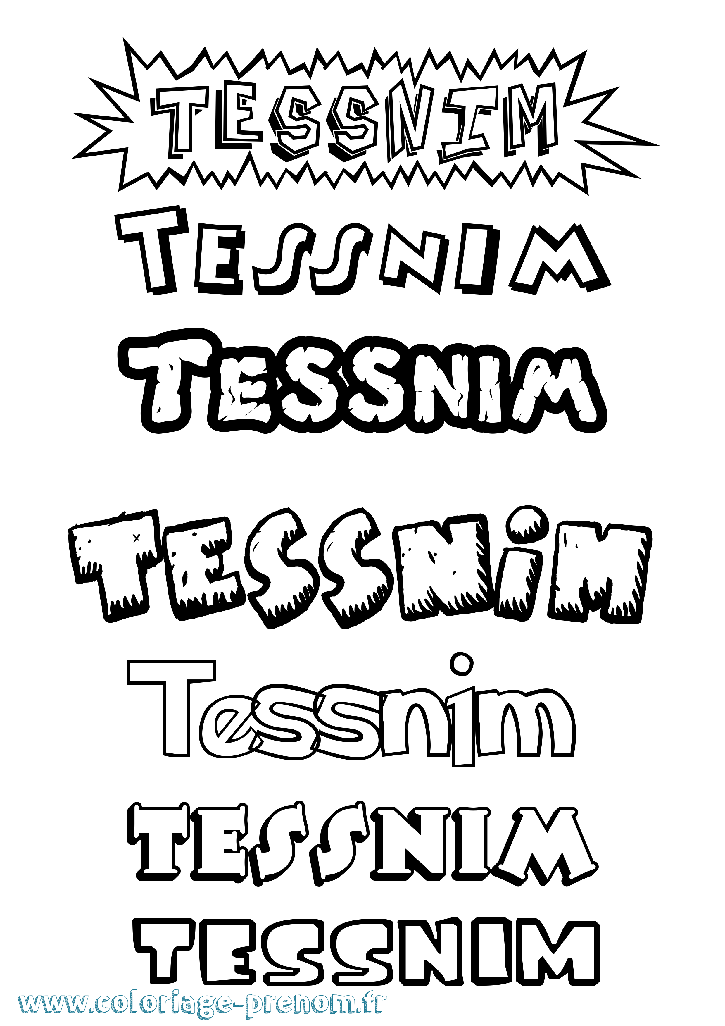 Coloriage Tessnim Dessin Animé Coloriage prénom Tessnim Dessin Animé