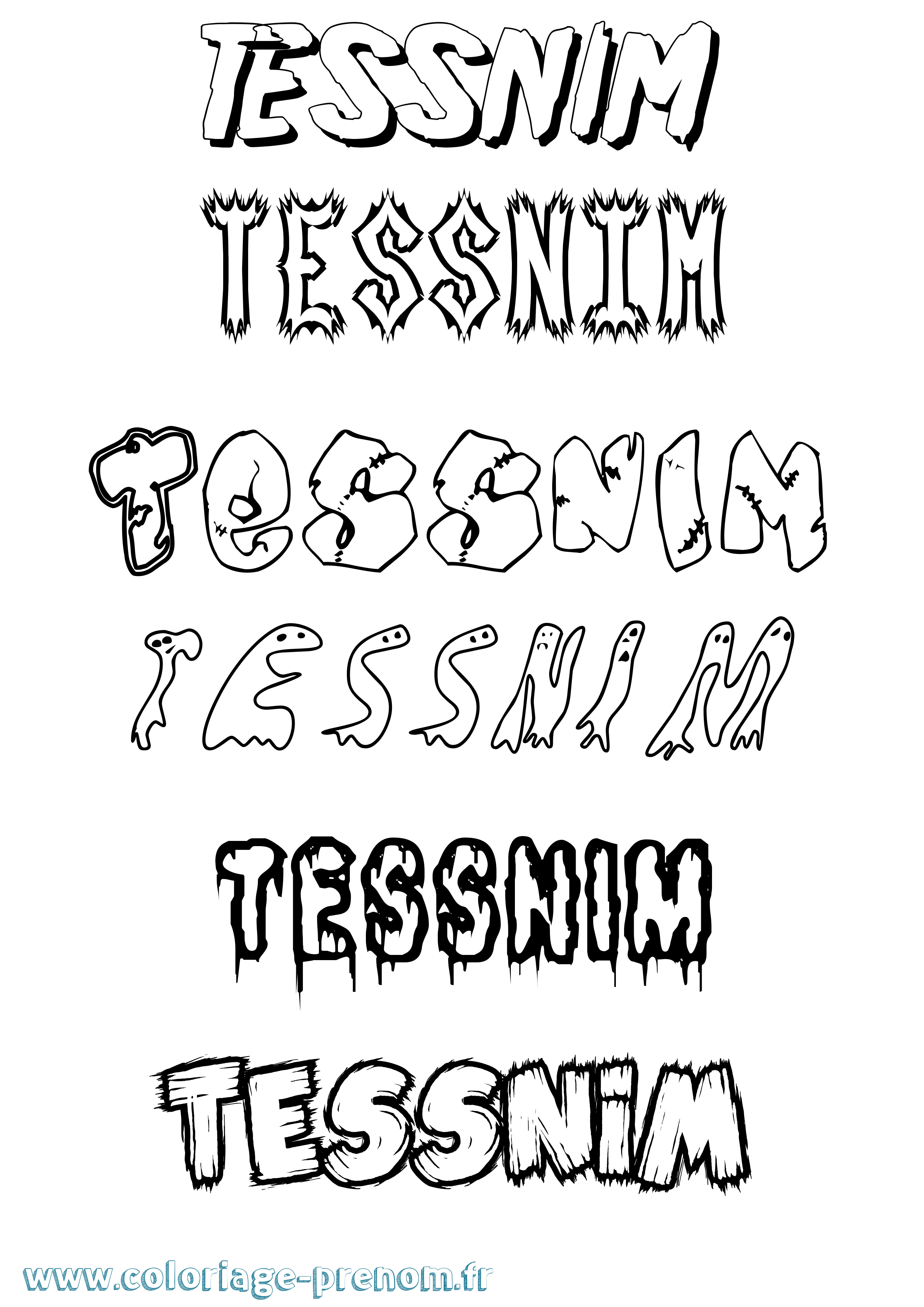 Coloriage Tessnim Frisson Coloriage prénom Tessnim Frisson