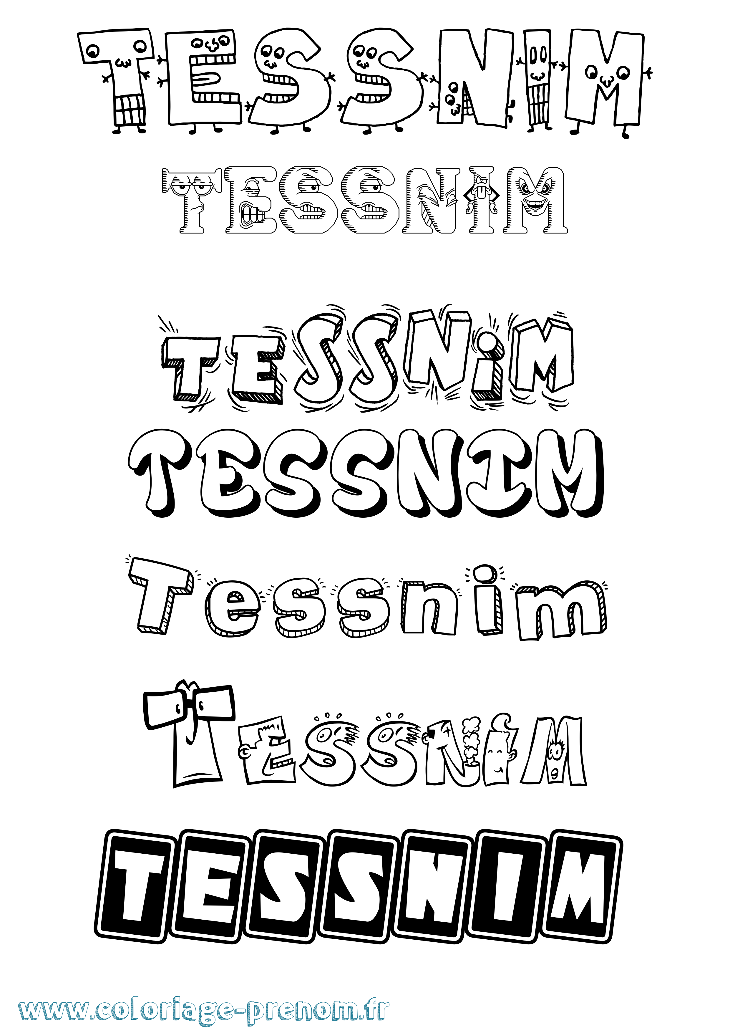 Coloriage Tessnim Fun Coloriage prénom Tessnim Fun