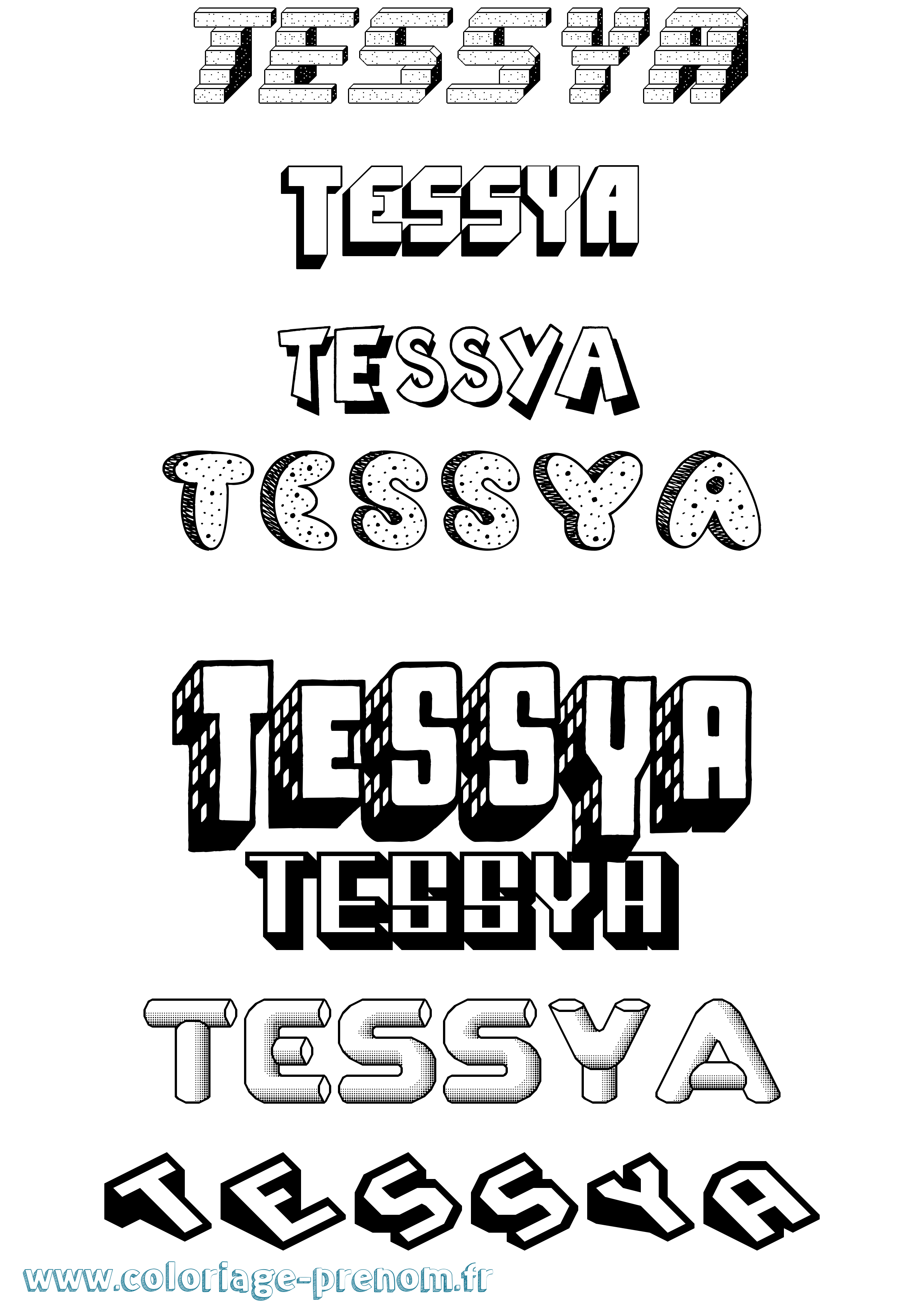 Coloriage Tessya Effet 3D Coloriage prénom Tessya Effet 3D