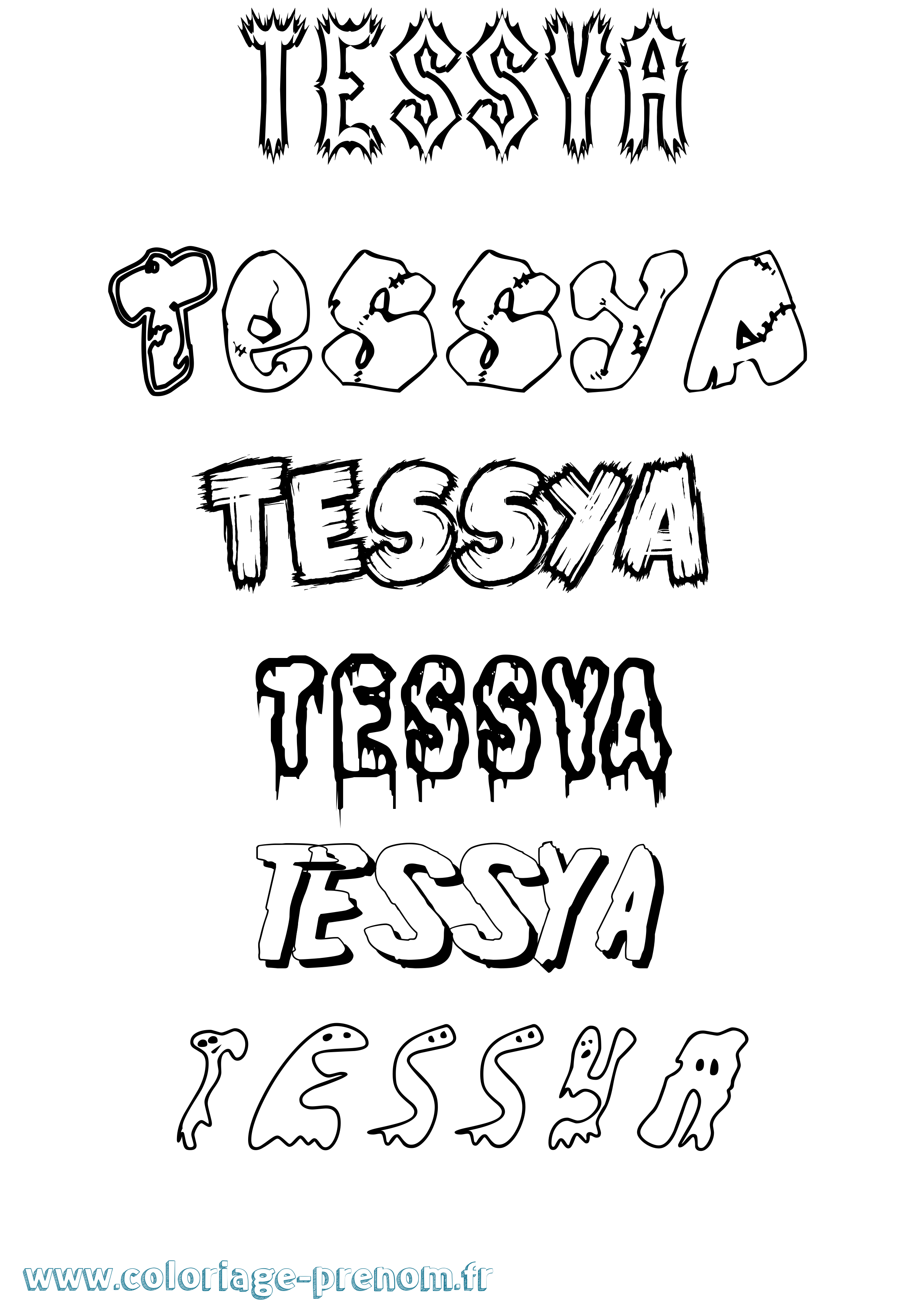 Coloriage Tessya Frisson Coloriage prénom Tessya Frisson