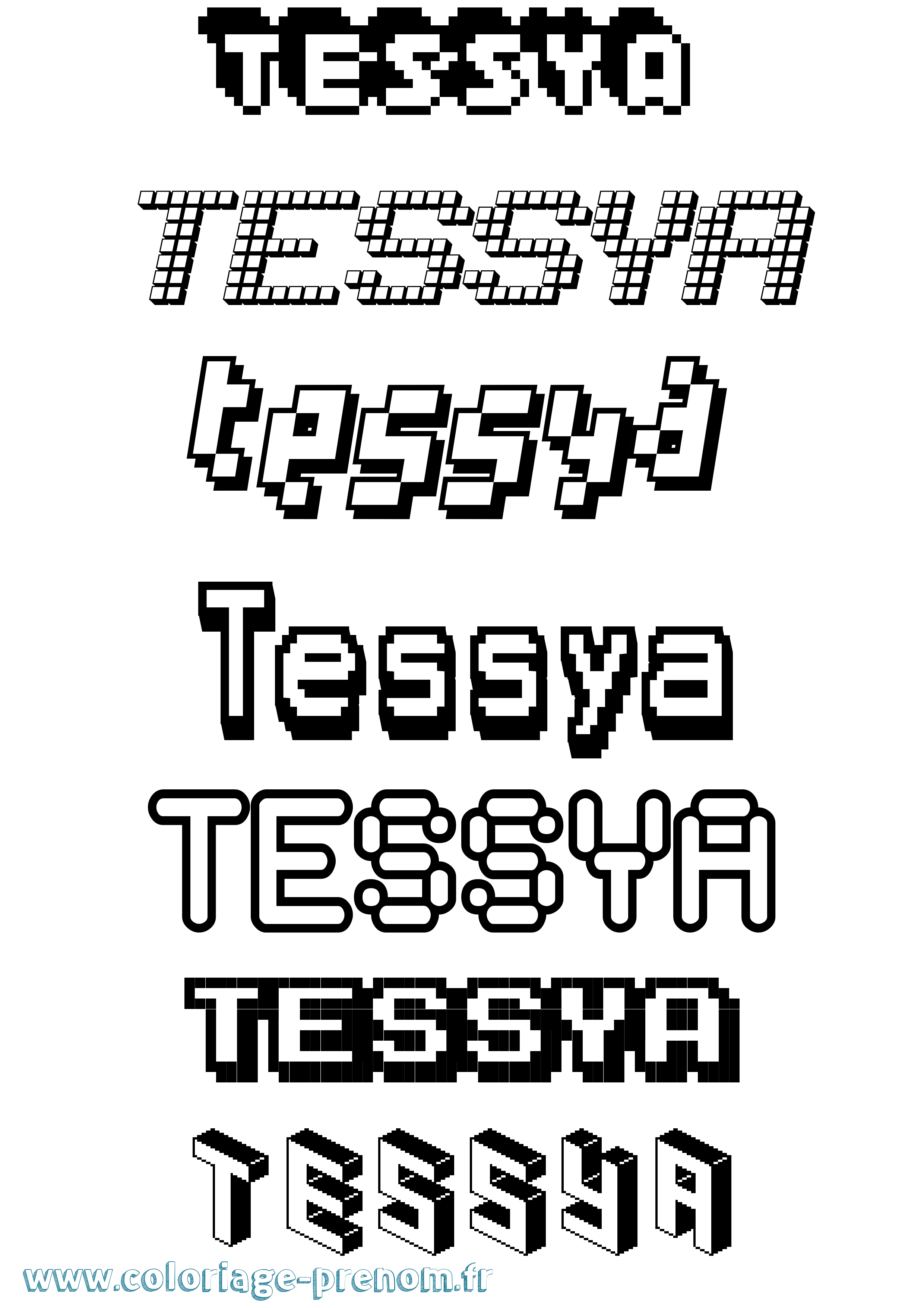Coloriage Tessya Pixel Coloriage prénom Tessya Pixel