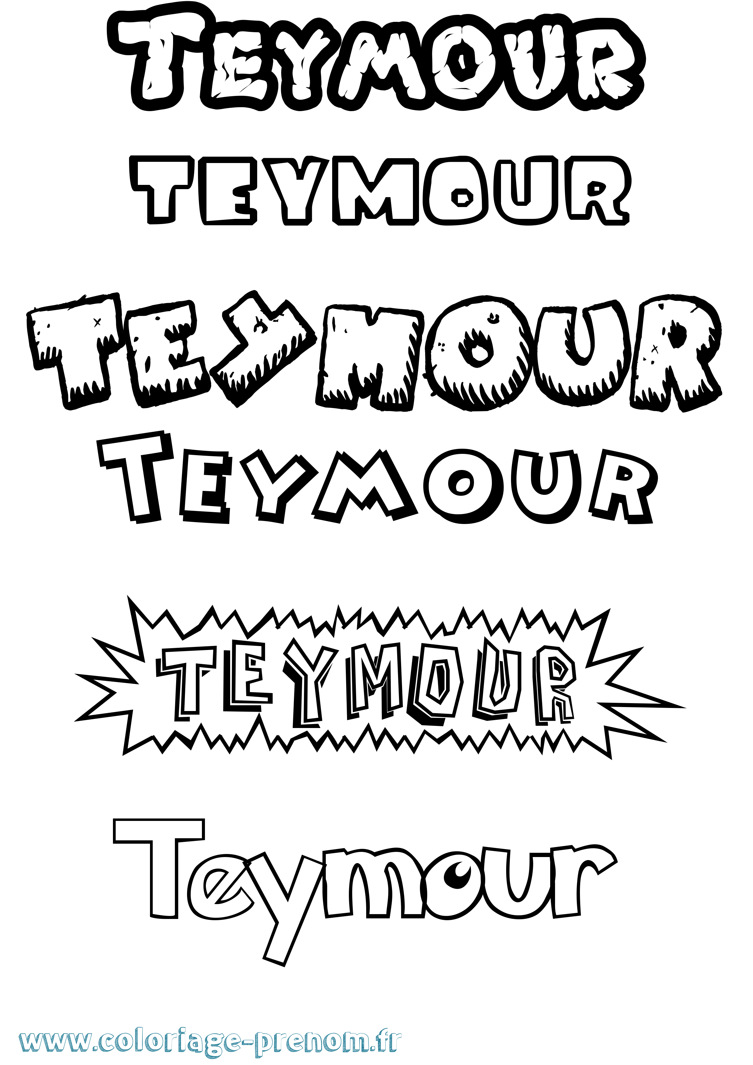 Coloriage Teymour Dessin Animé Coloriage prénom Teymour Dessin Animé