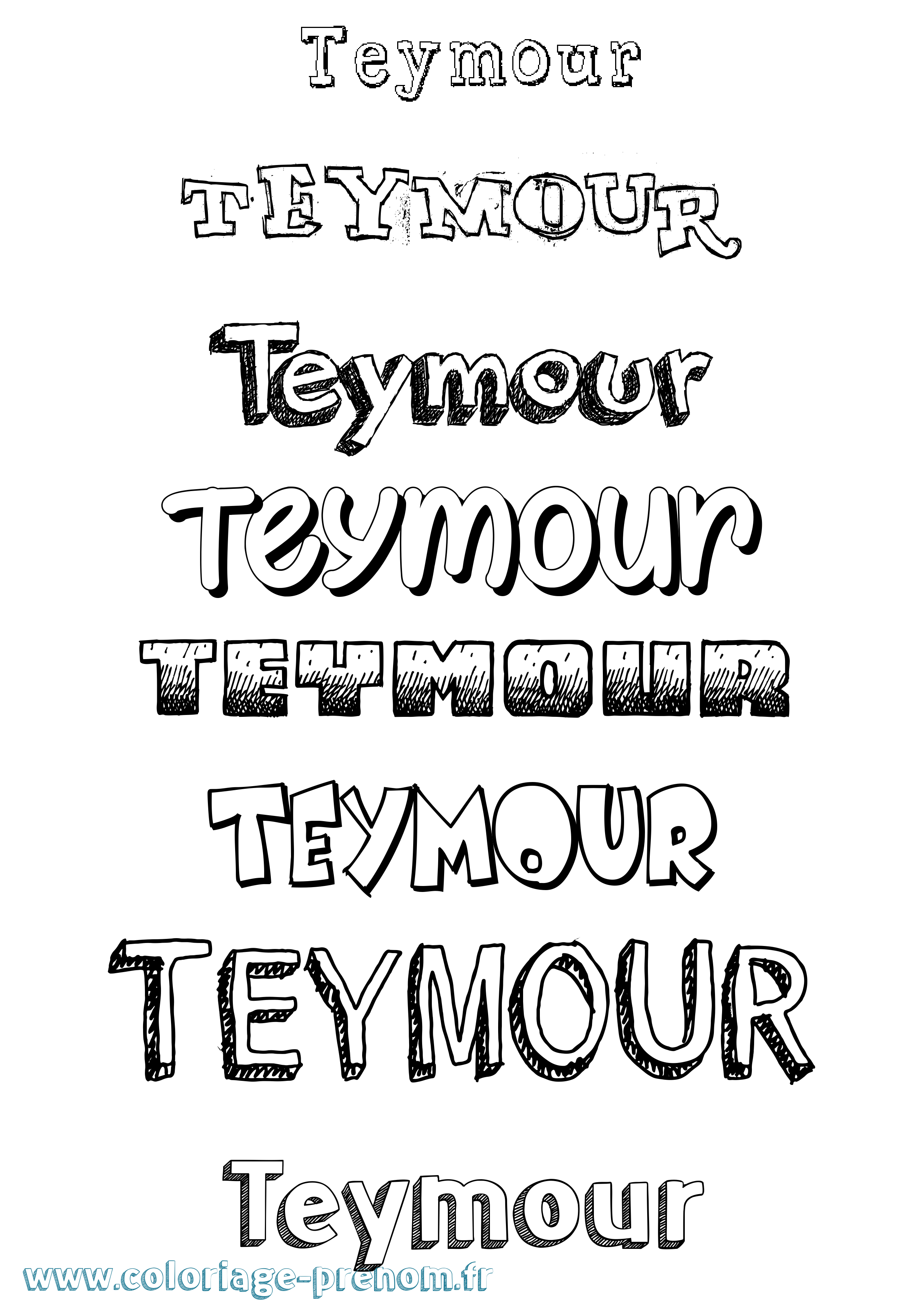 Coloriage Teymour Dessiné Coloriage prénom Teymour Dessiné