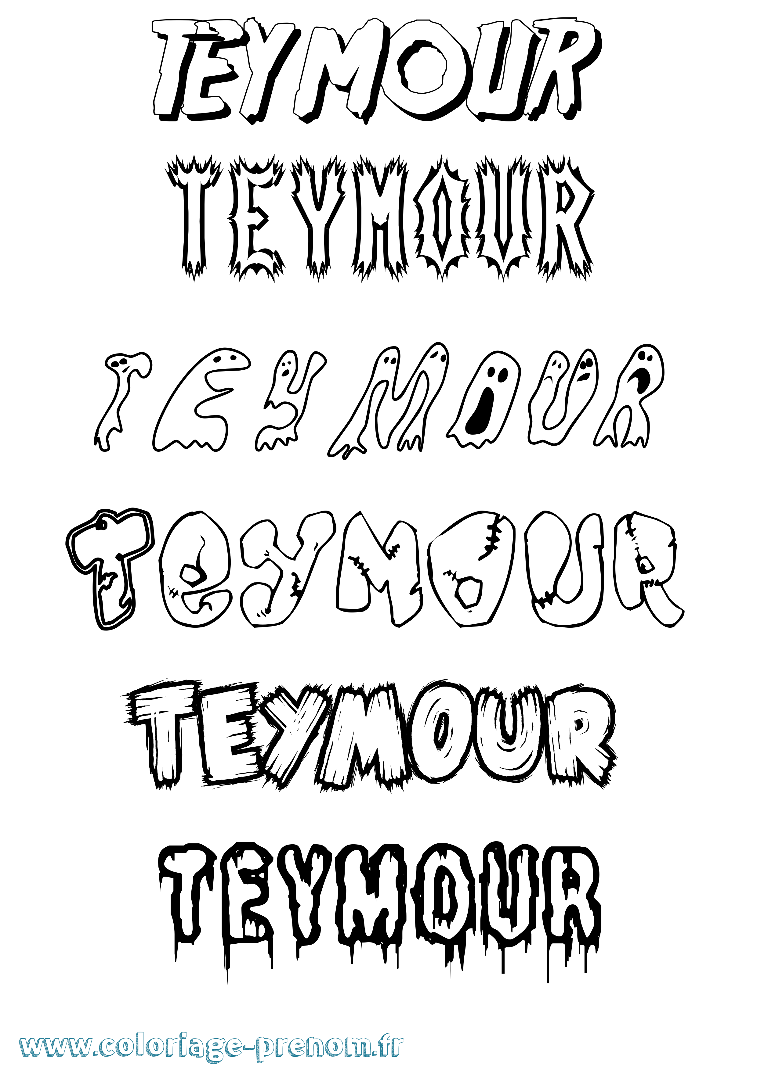 Coloriage Teymour Frisson Coloriage prénom Teymour Frisson