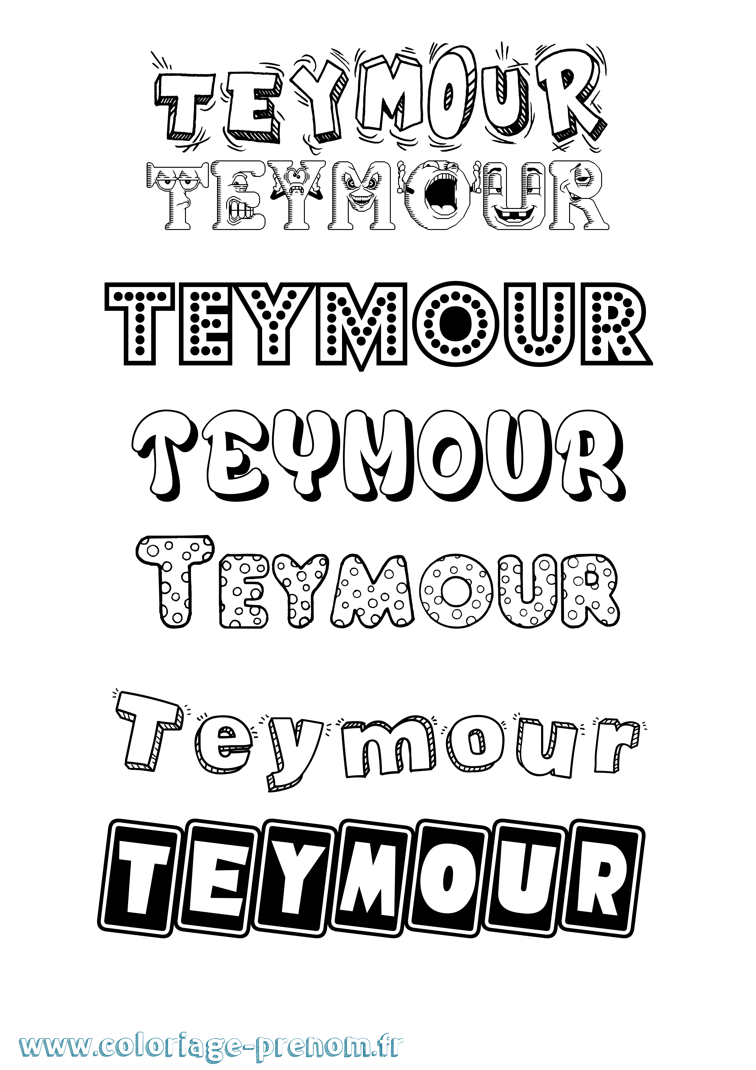 Coloriage Teymour Fun Coloriage prénom Teymour Fun