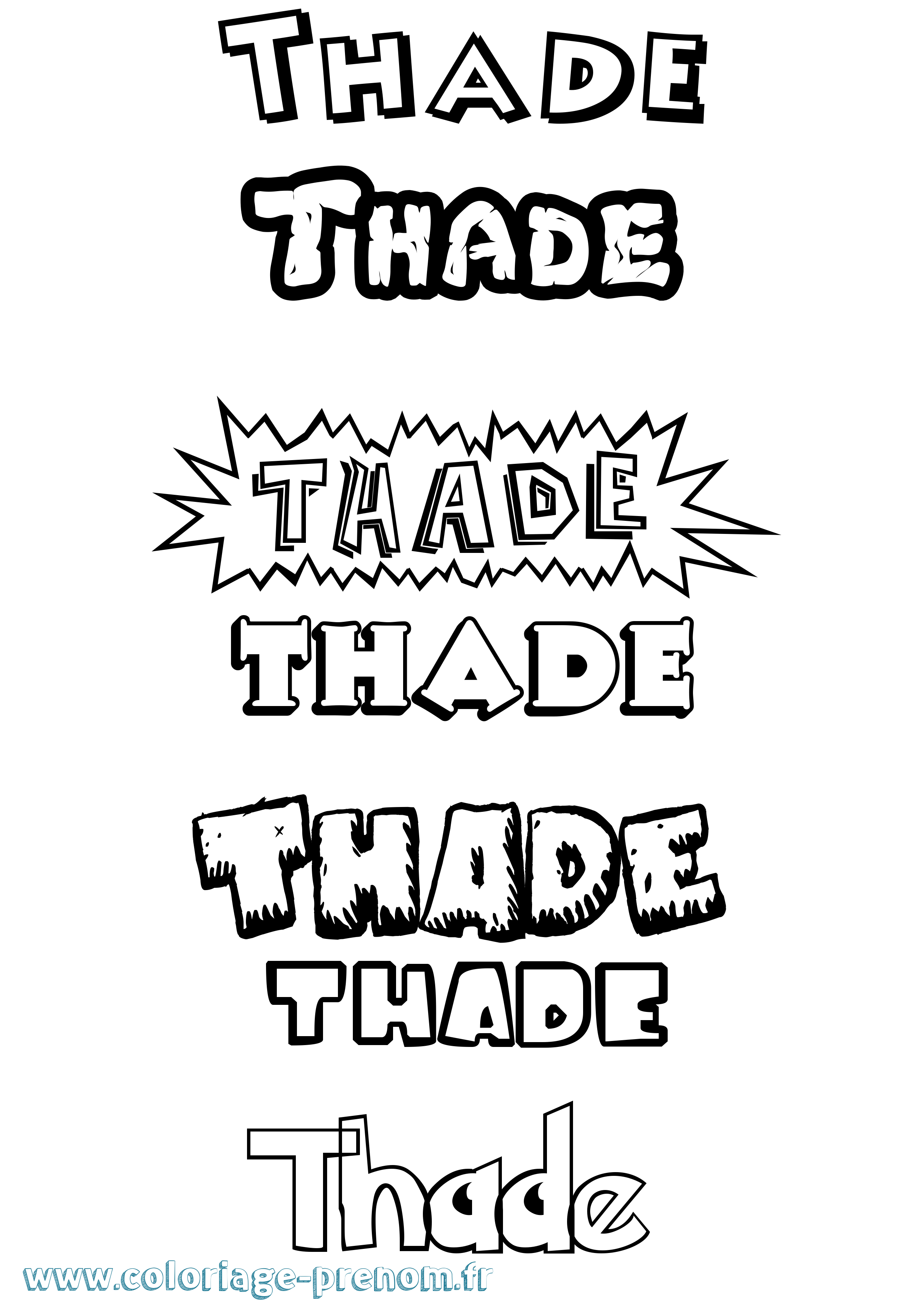 Coloriage Thade Dessin Animé Coloriage prénom Thade Dessin Animé