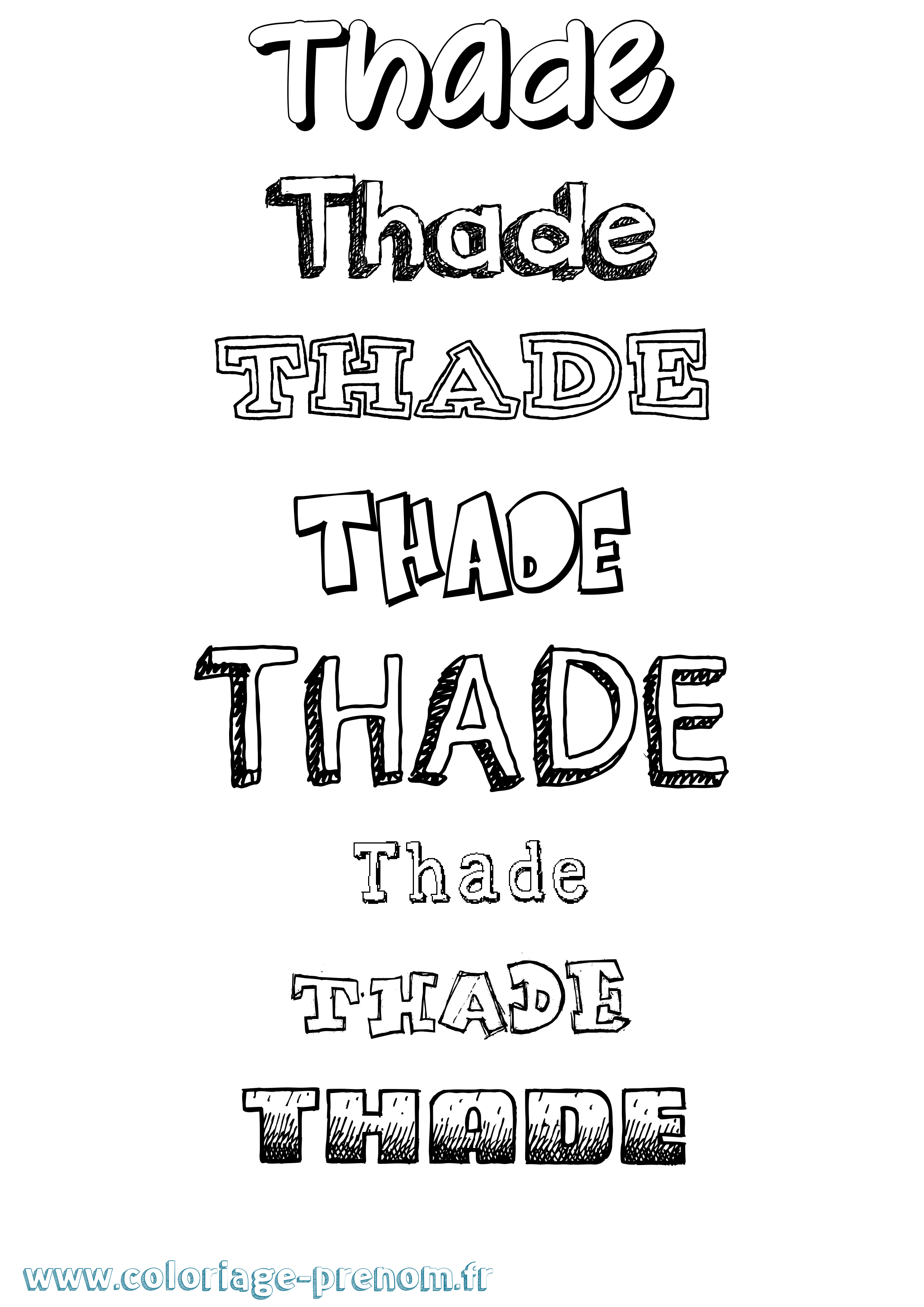 Coloriage Thade Dessiné Coloriage prénom Thade Dessiné