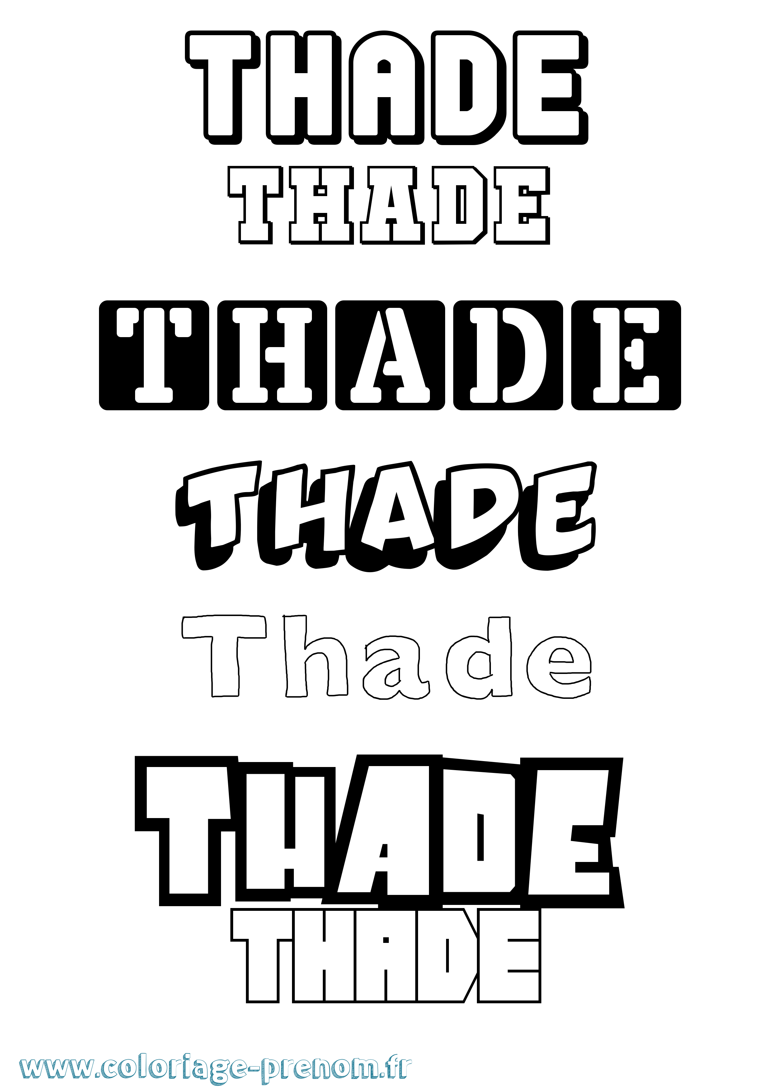 Coloriage Thade Simple Coloriage prénom Thade Simple