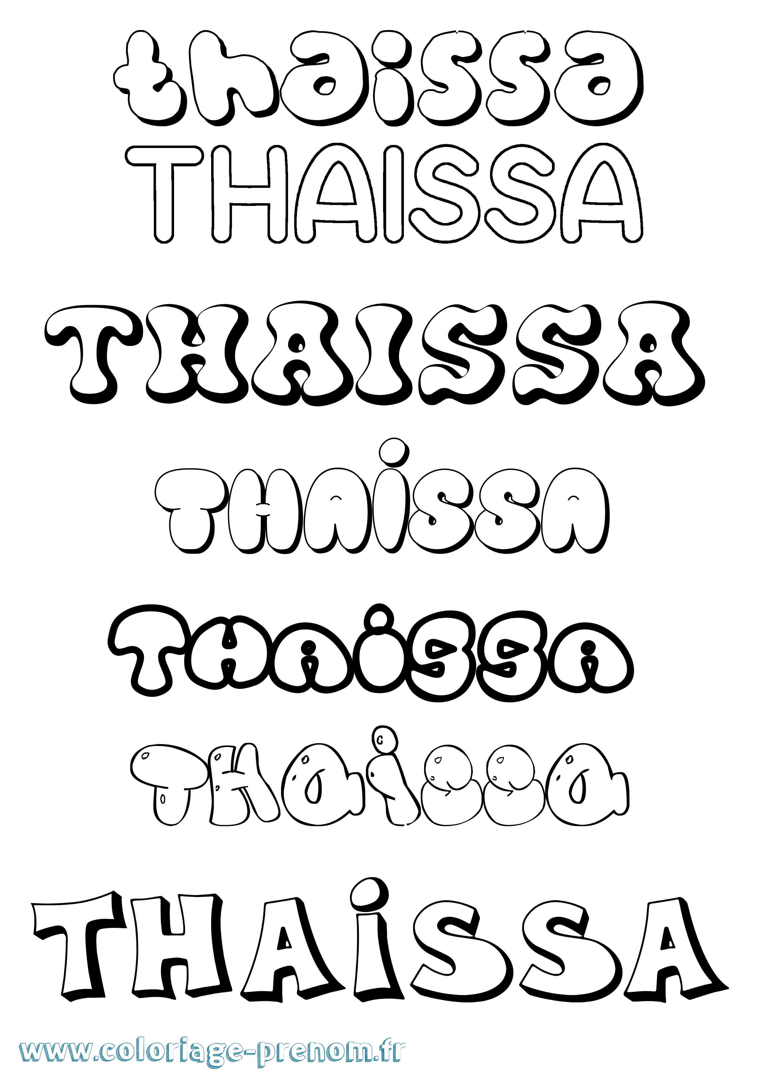 Coloriage Thaissa Bubble Coloriage prénom Thaissa Bubble