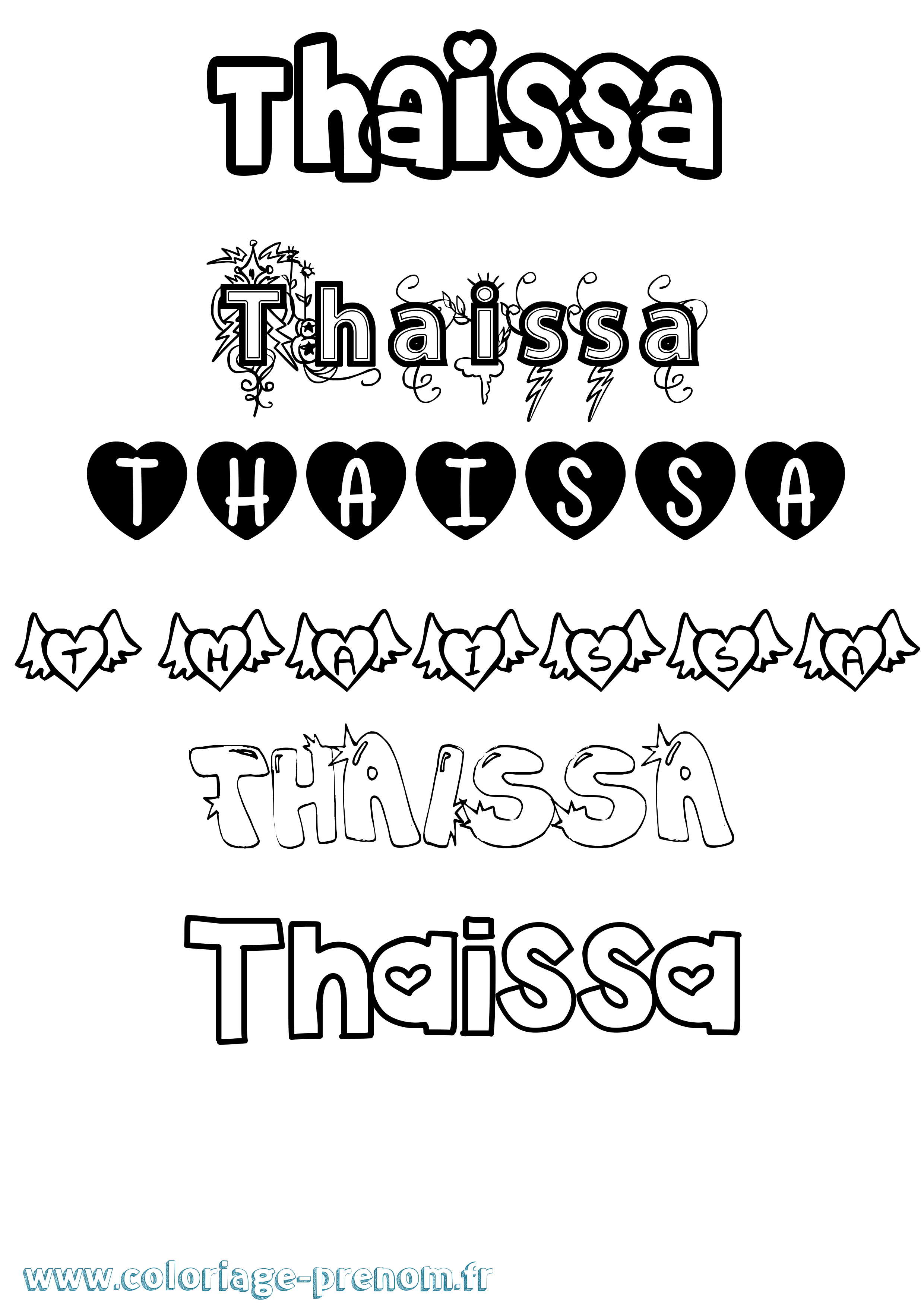 Coloriage Thaissa Girly Coloriage prénom Thaissa Girly