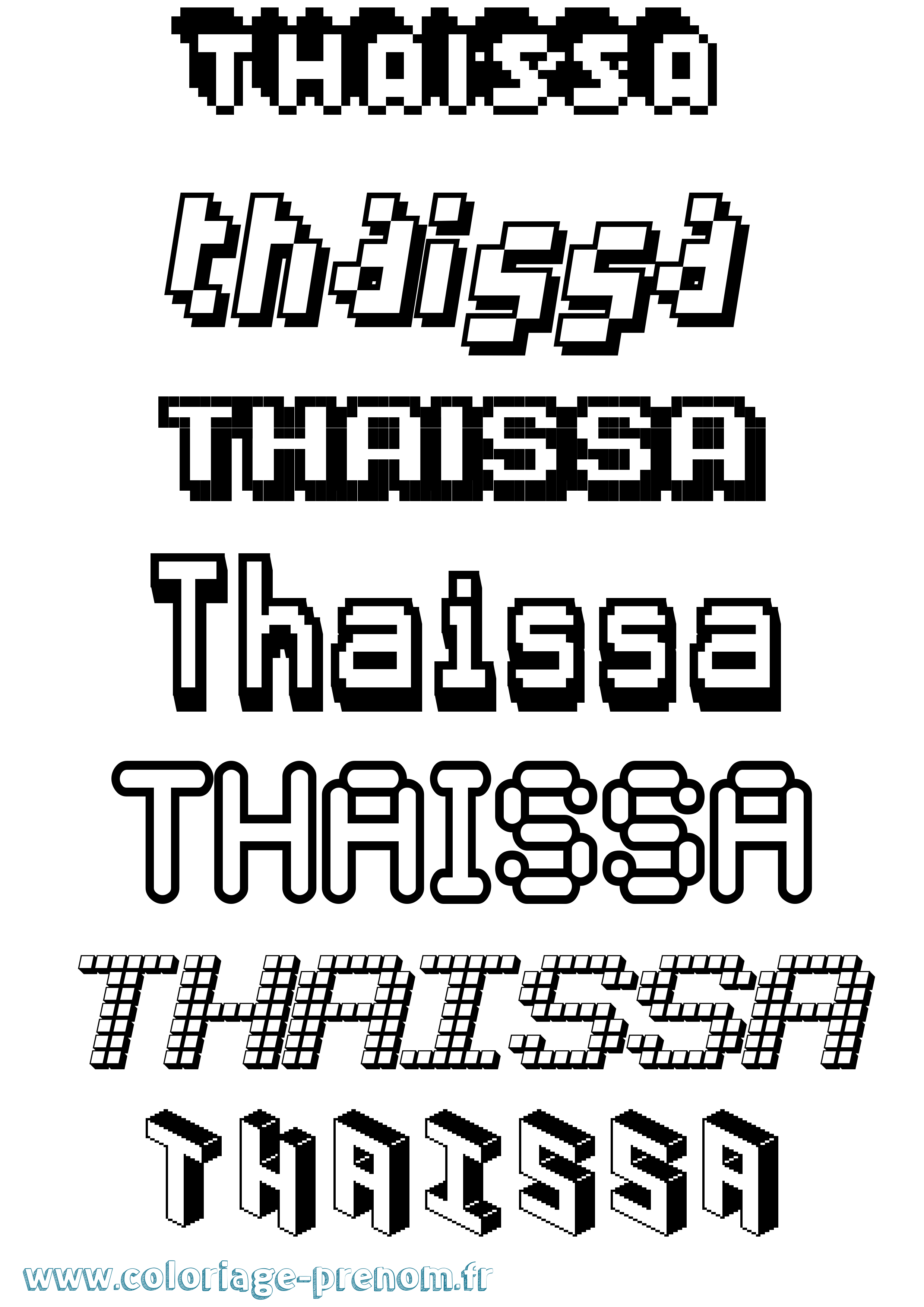 Coloriage Thaissa Pixel Coloriage prénom Thaissa Pixel