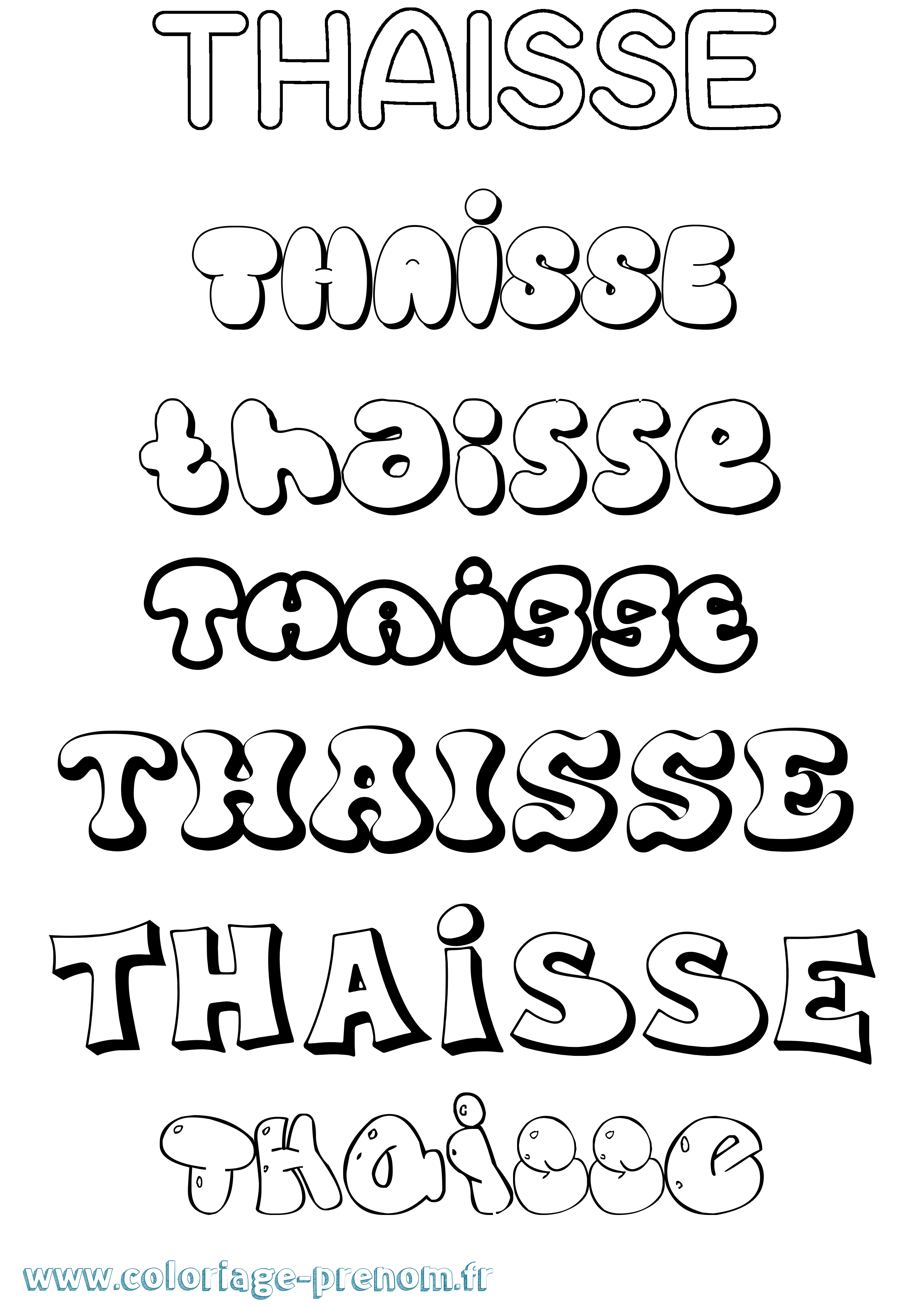 Coloriage Thaisse Bubble Coloriage prénom Thaisse Bubble