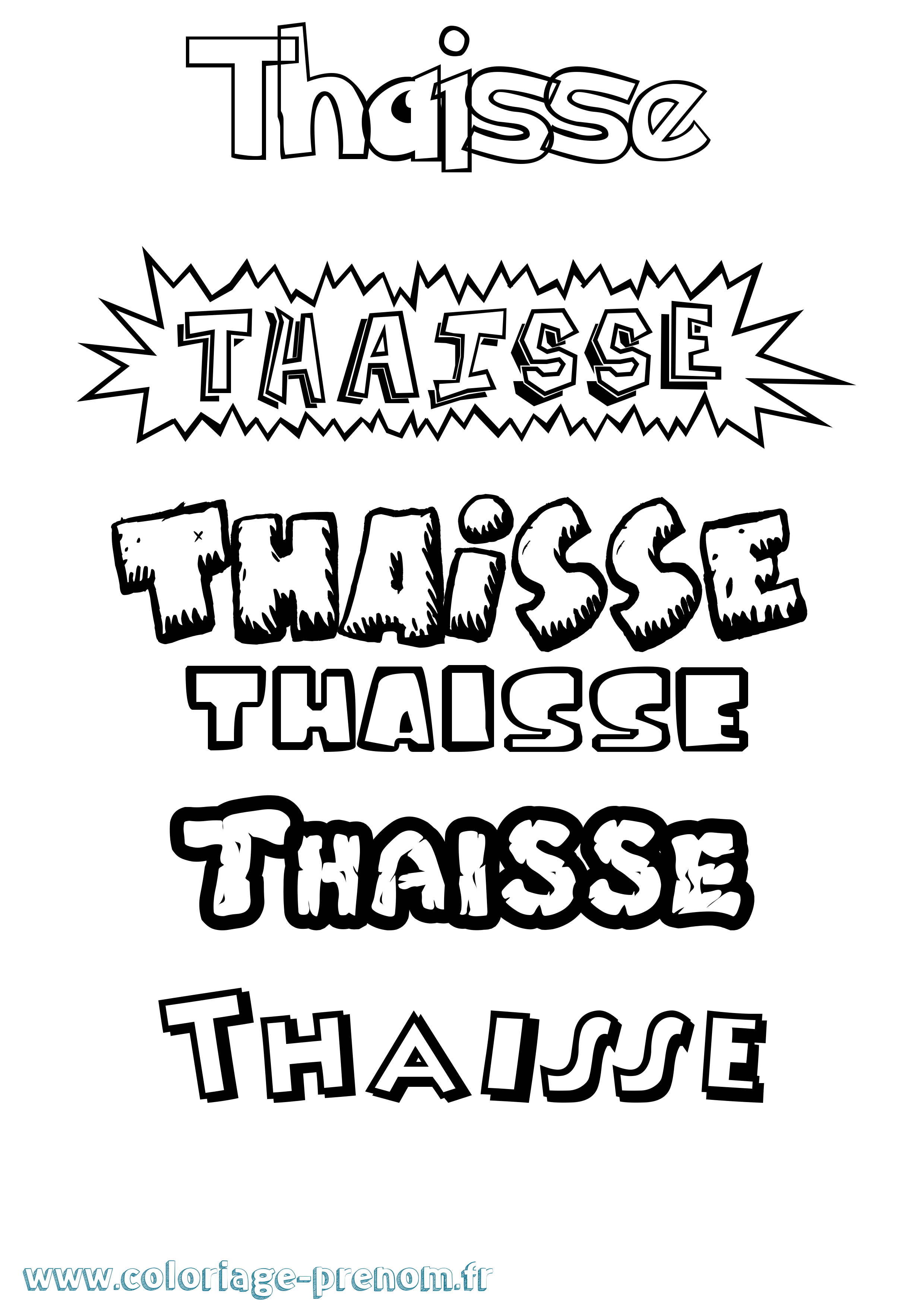 Coloriage Thaisse Dessin Animé Coloriage prénom Thaisse Dessin Animé