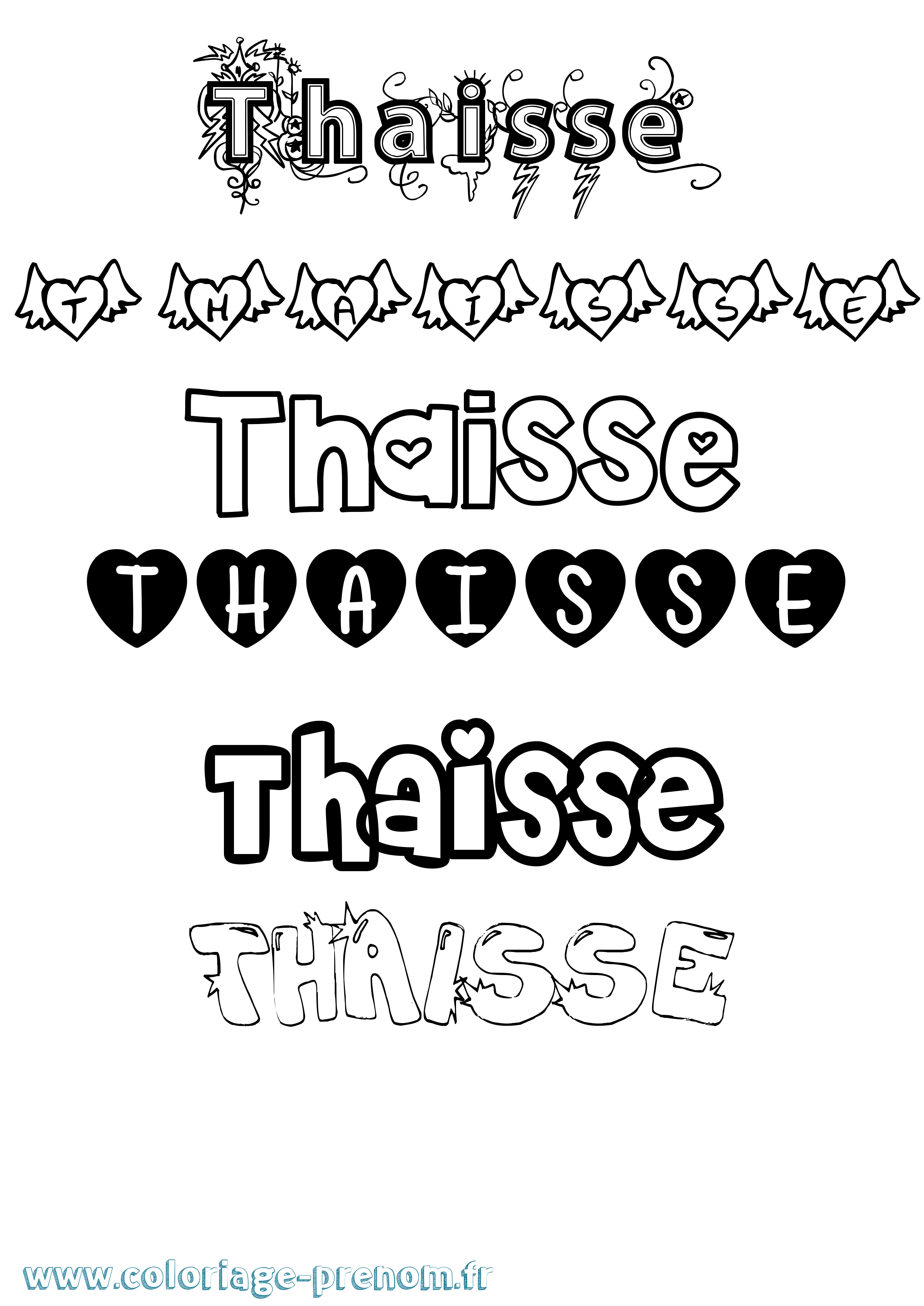 Coloriage Thaisse Girly Coloriage prénom Thaisse Girly