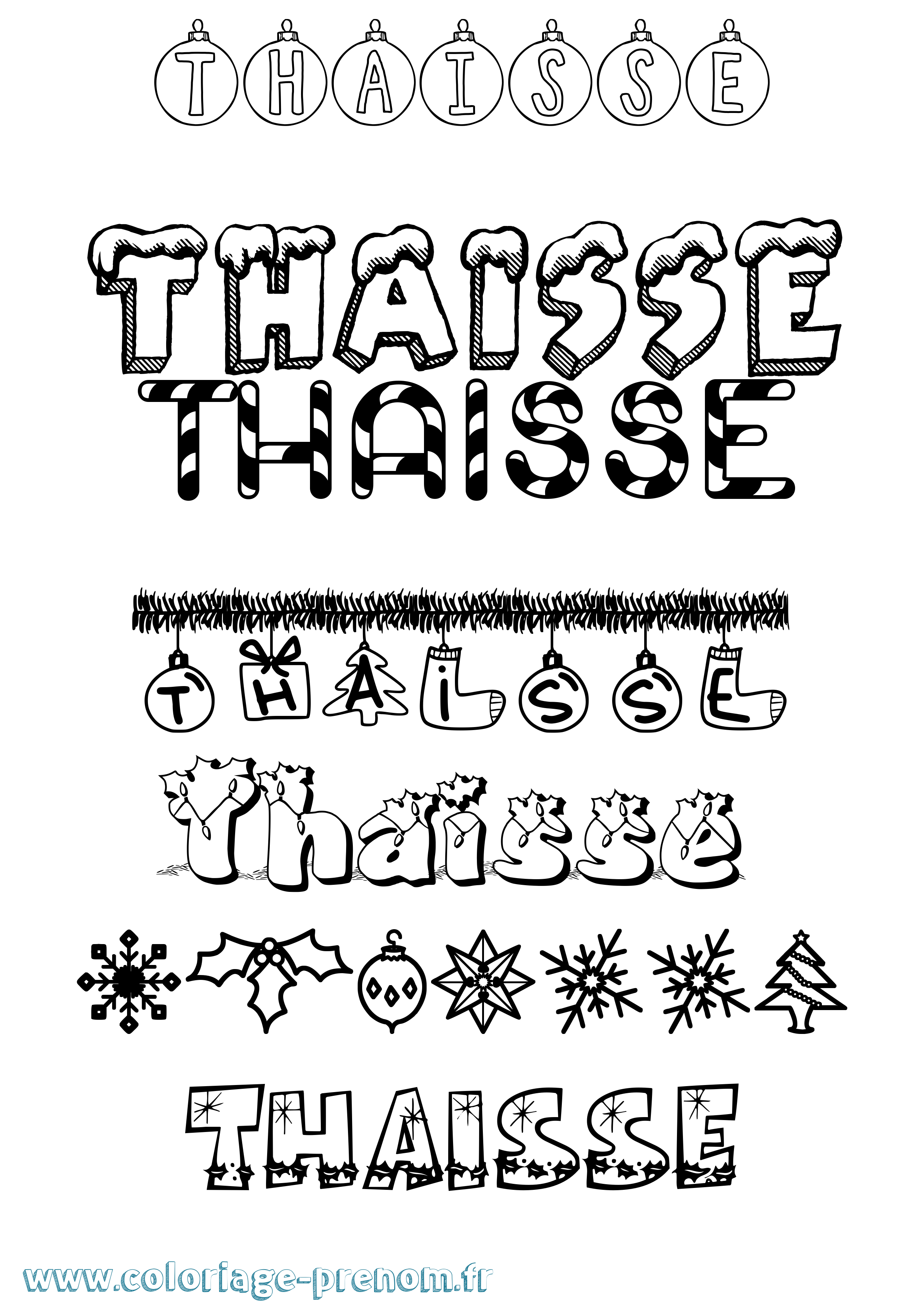 Coloriage Thaisse Noël Coloriage prénom Thaisse Noël