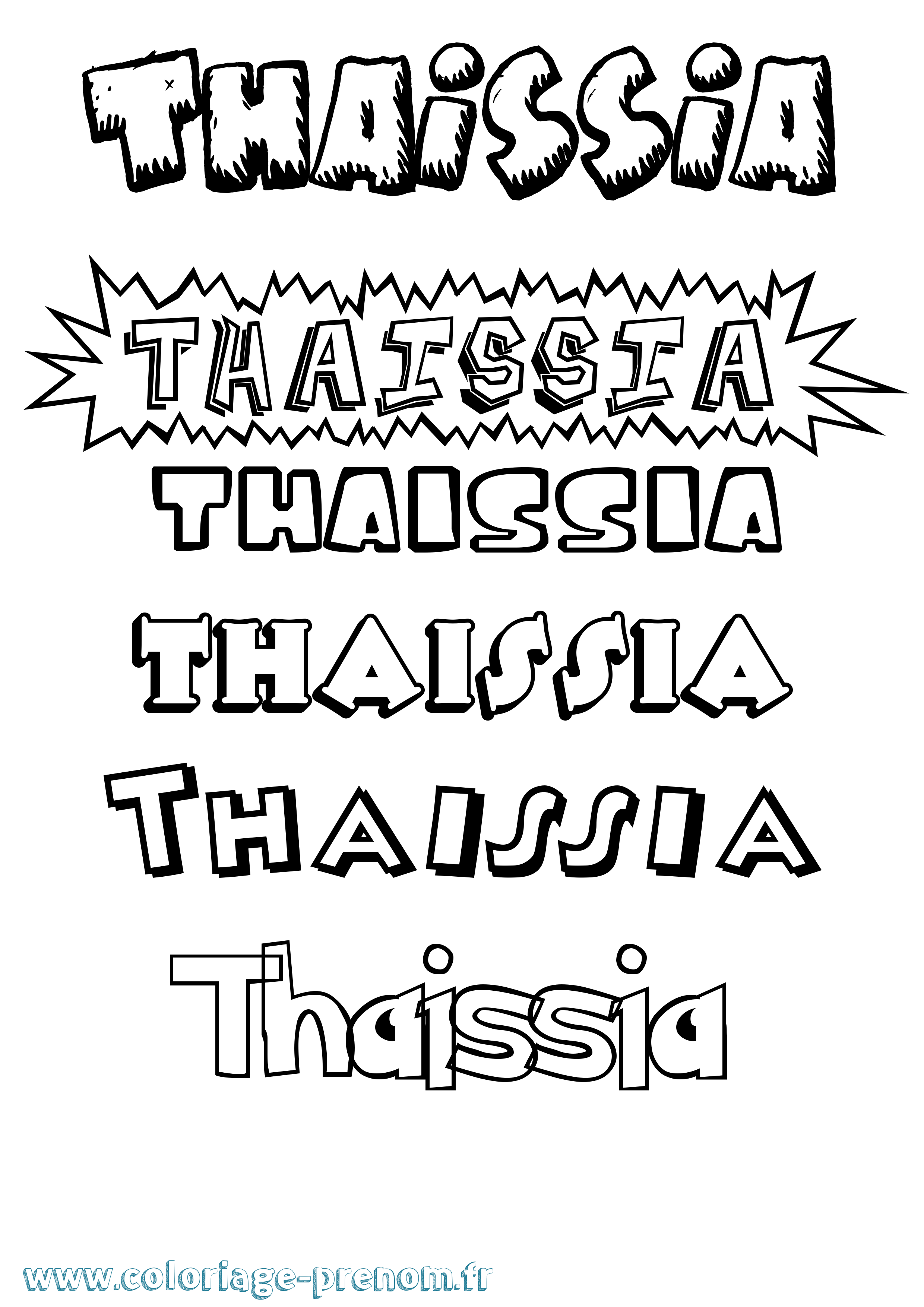 Coloriage Thaissia Dessin Animé Coloriage prénom Thaissia Dessin Animé