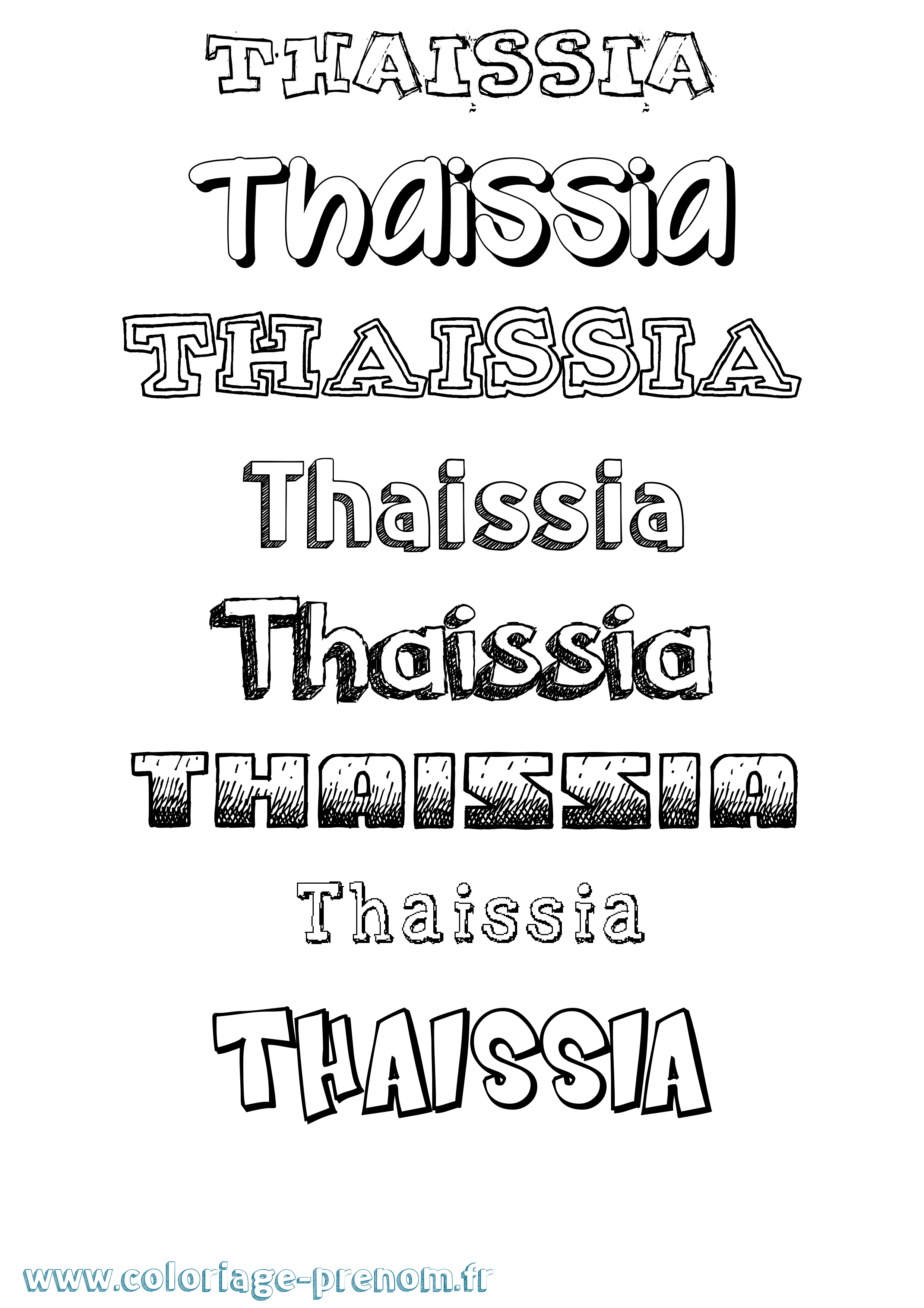 Coloriage Thaissia Dessiné Coloriage prénom Thaissia Dessiné