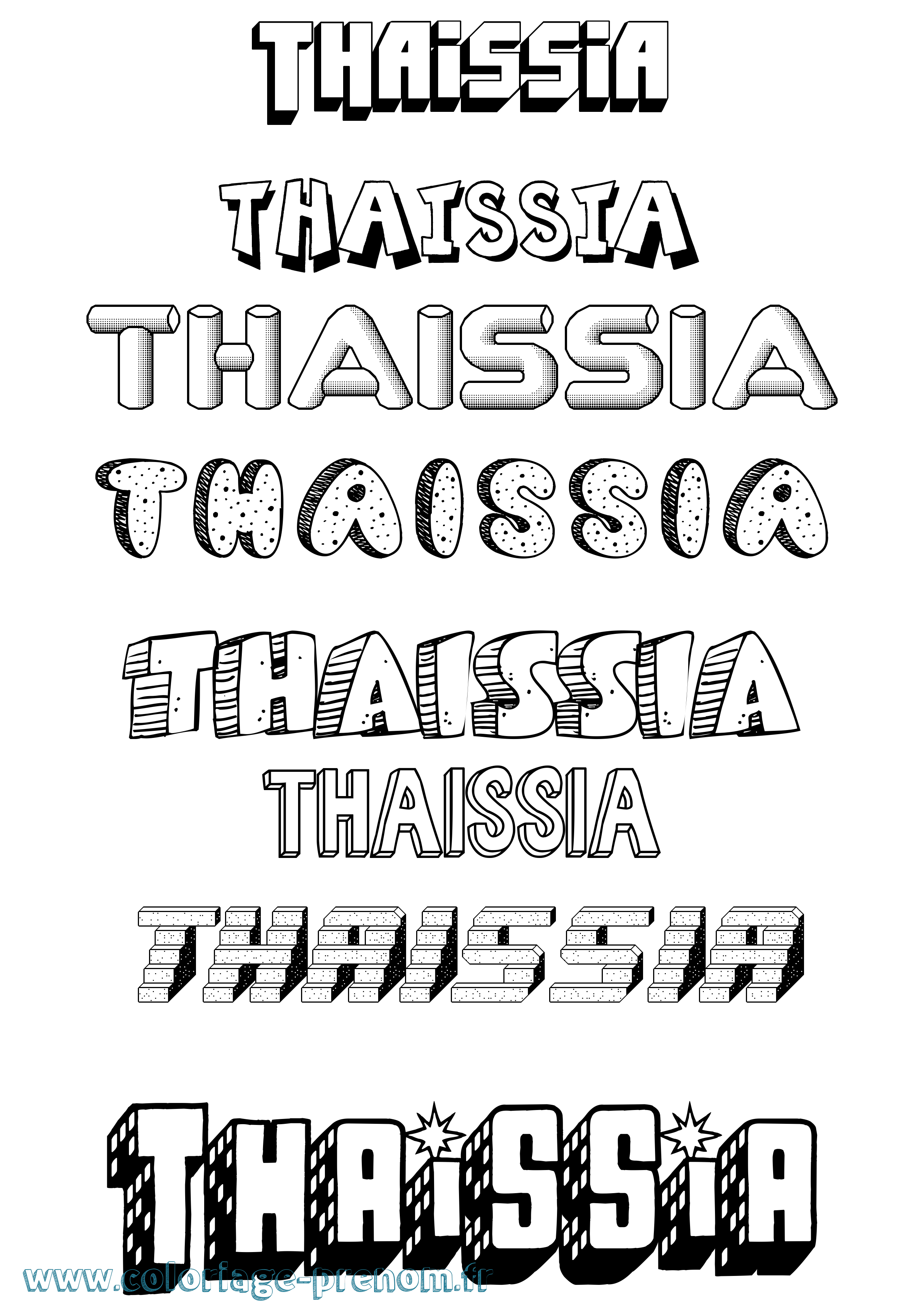 Coloriage Thaissia Effet 3D Coloriage prénom Thaissia Effet 3D