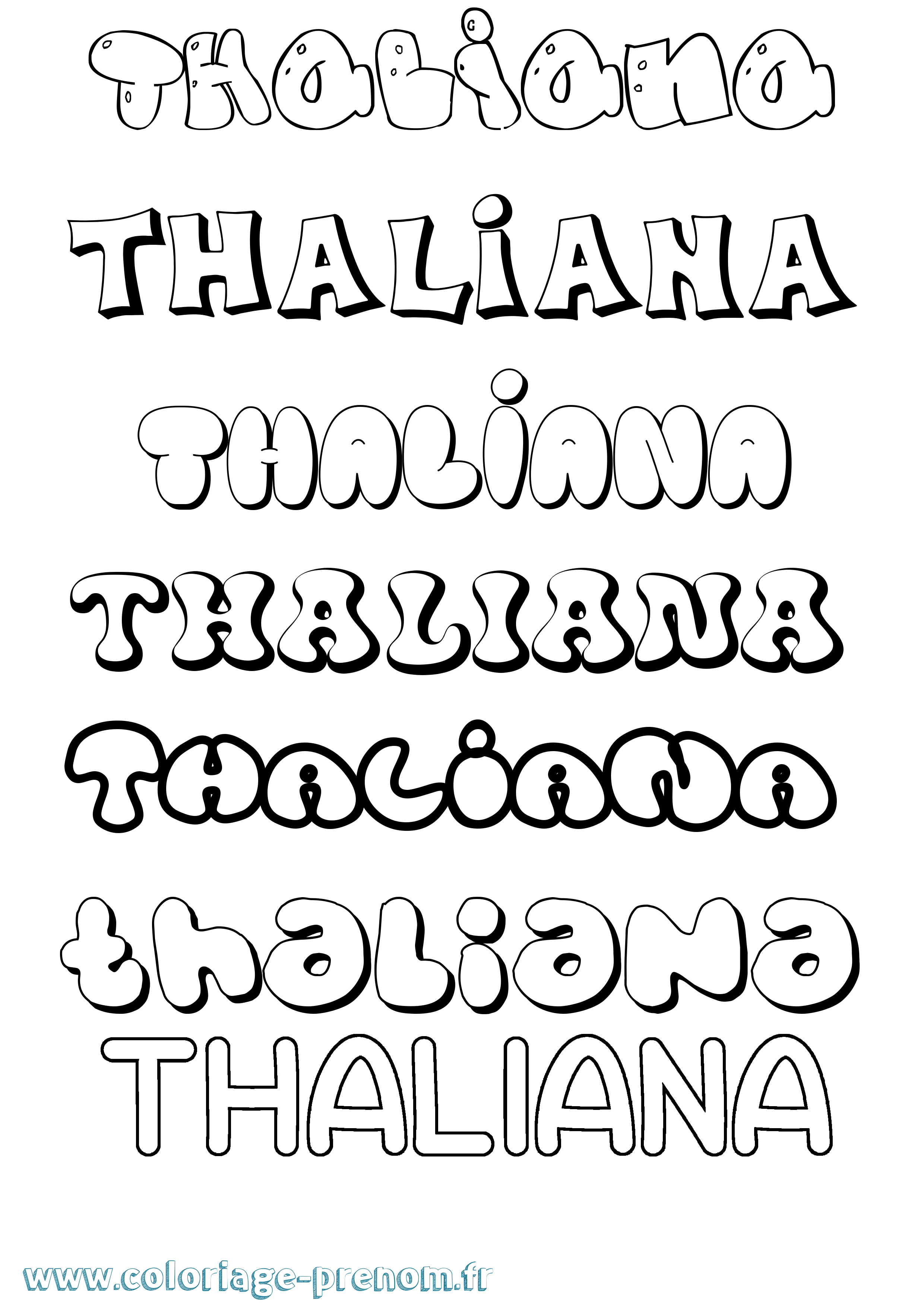 Coloriage Thaliana Bubble Coloriage prénom Thaliana Bubble