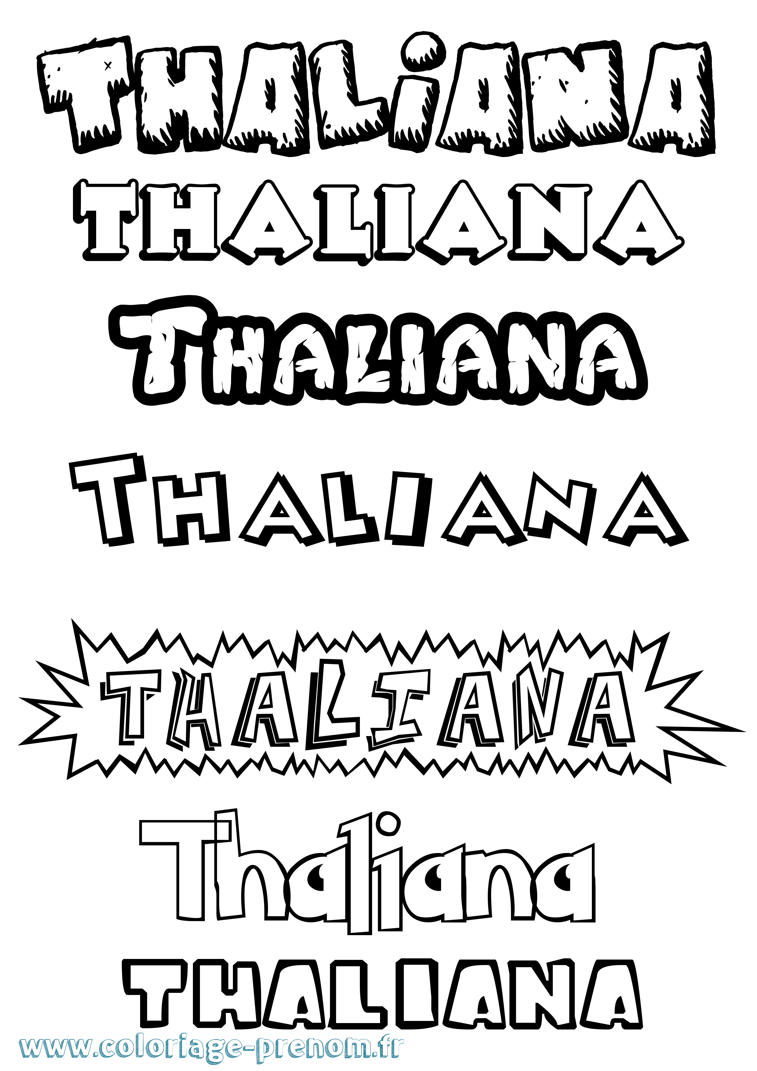 Coloriage Thaliana Dessin Animé Coloriage prénom Thaliana Dessin Animé