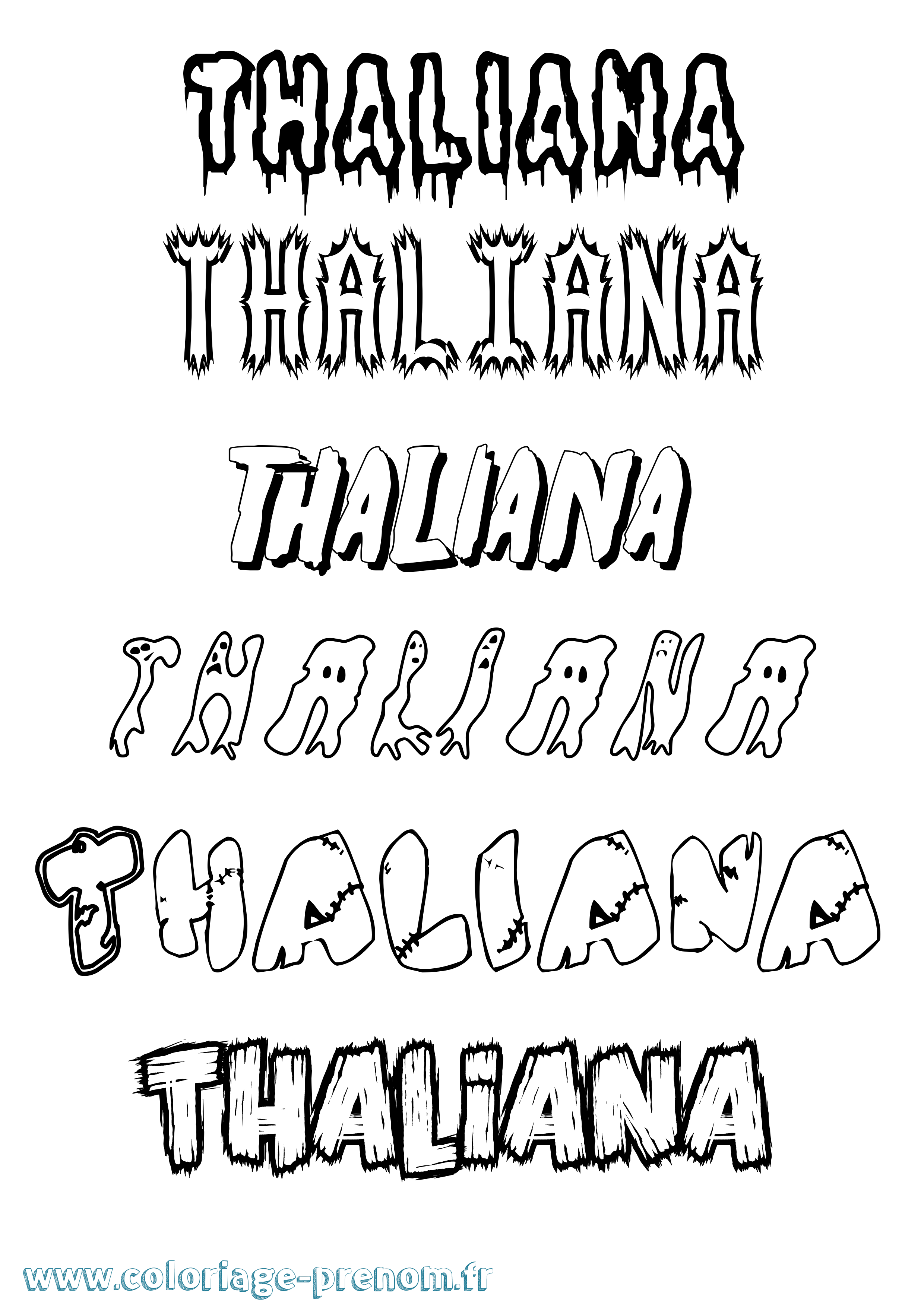Coloriage Thaliana Frisson Coloriage prénom Thaliana Frisson
