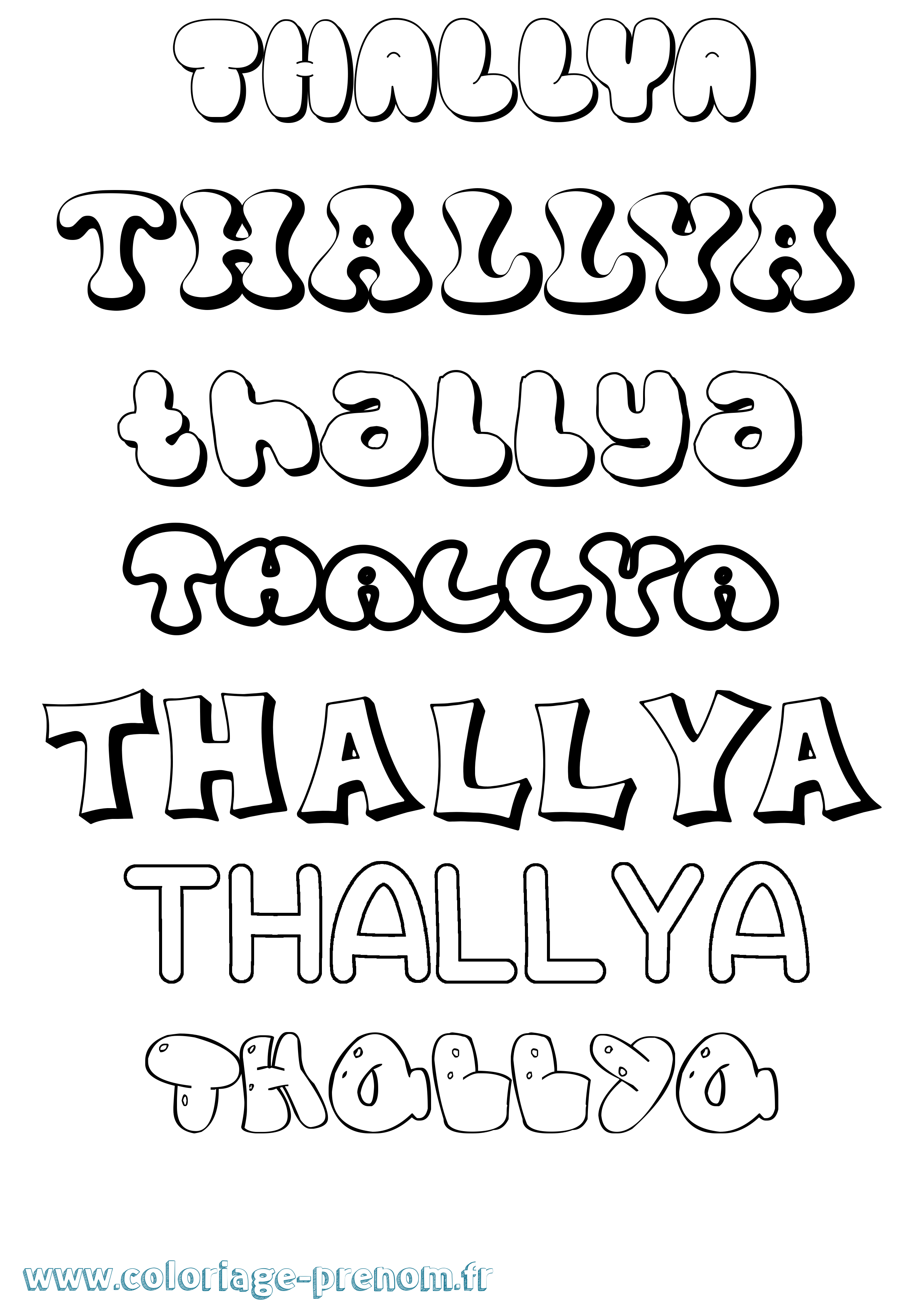 Coloriage Thallya Bubble Coloriage prénom Thallya Bubble