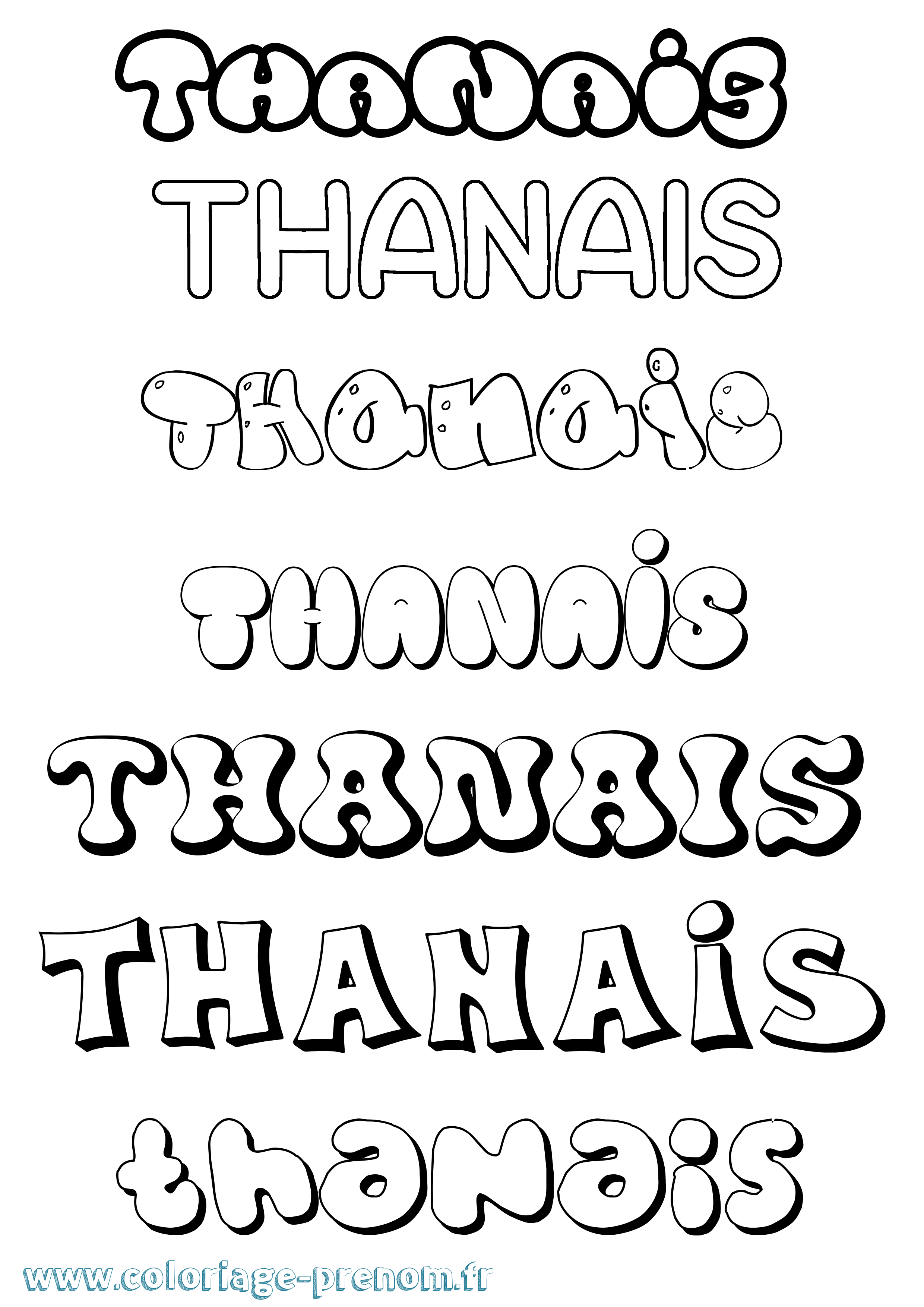 Coloriage Thanais Bubble Coloriage prénom Thanais Bubble