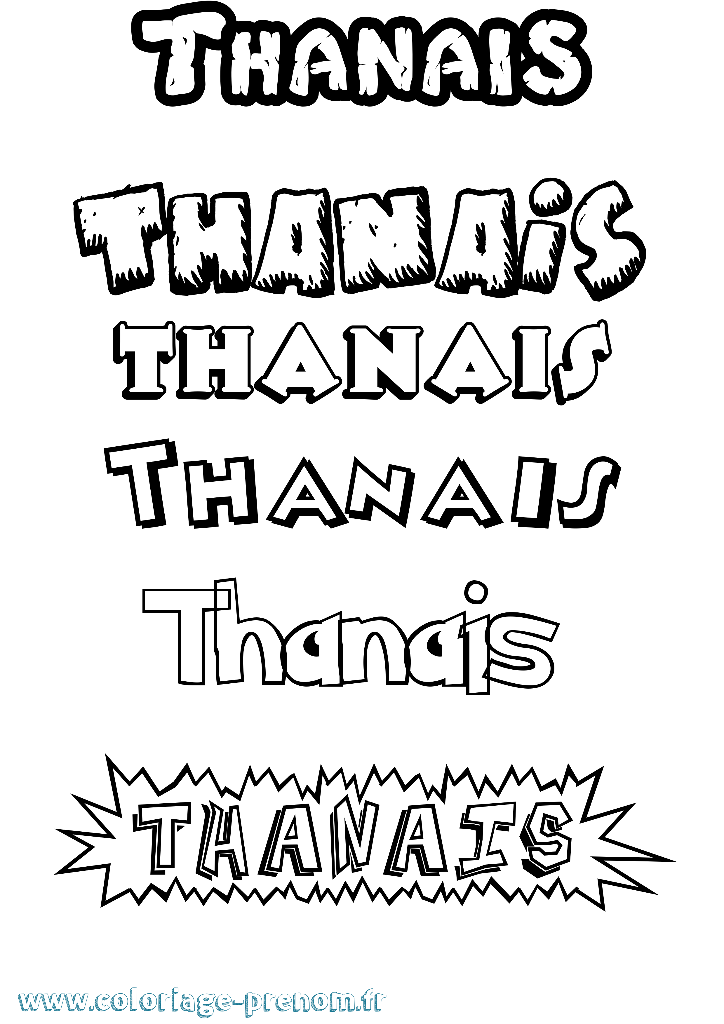 Coloriage Thanais Dessin Animé Coloriage prénom Thanais Dessin Animé