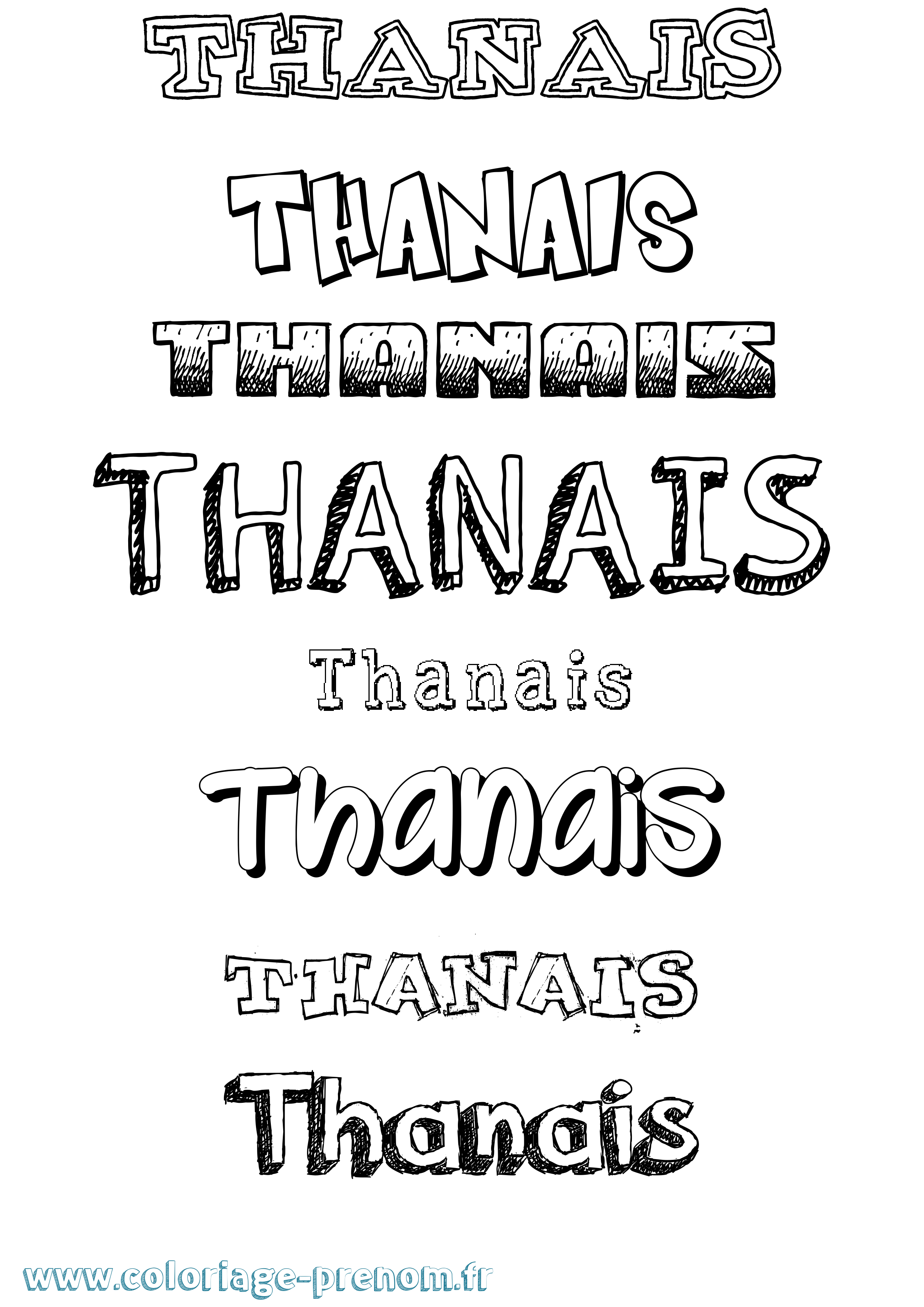 Coloriage Thanais Dessiné Coloriage prénom Thanais Dessiné