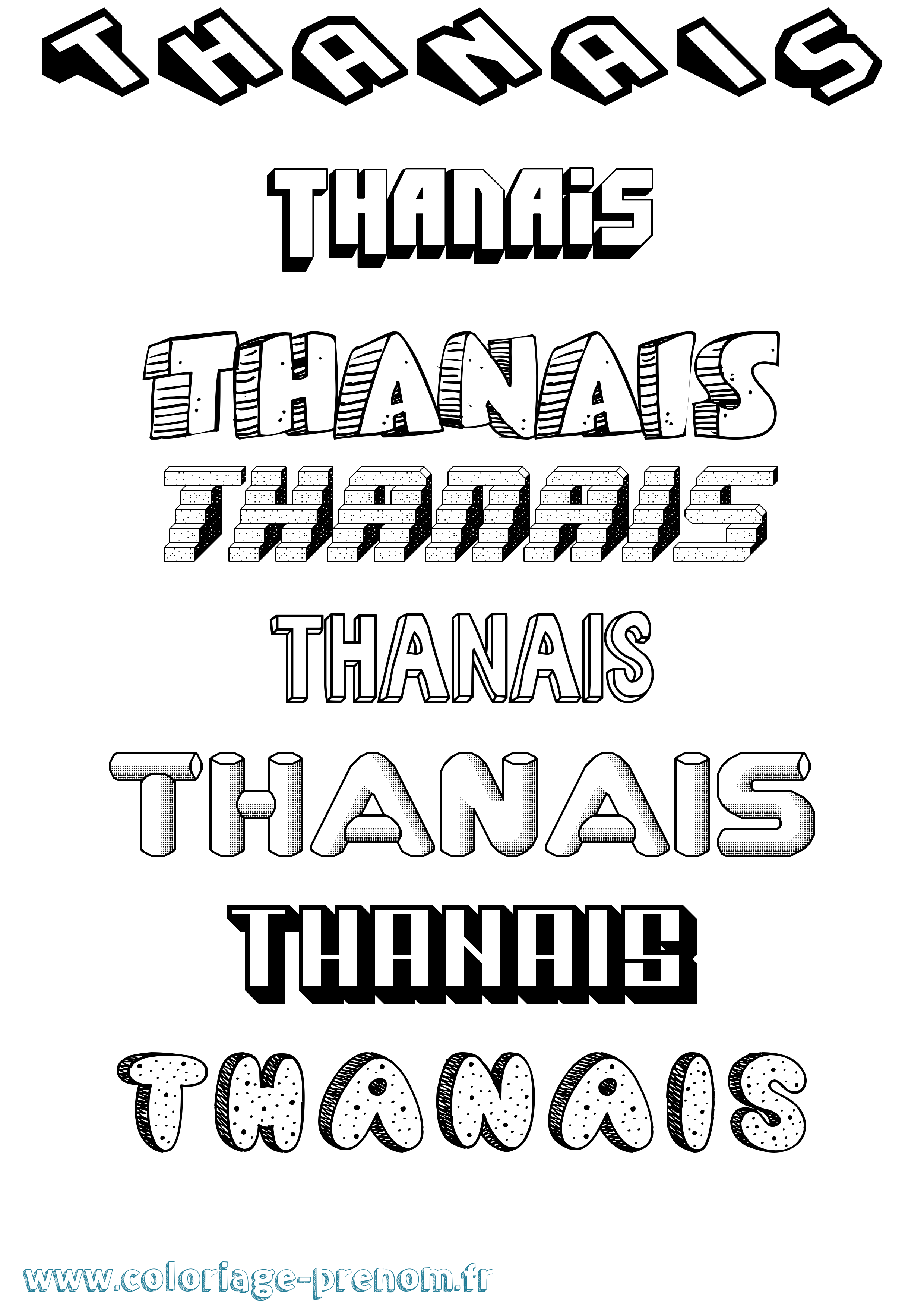 Coloriage Thanais Effet 3D Coloriage prénom Thanais Effet 3D